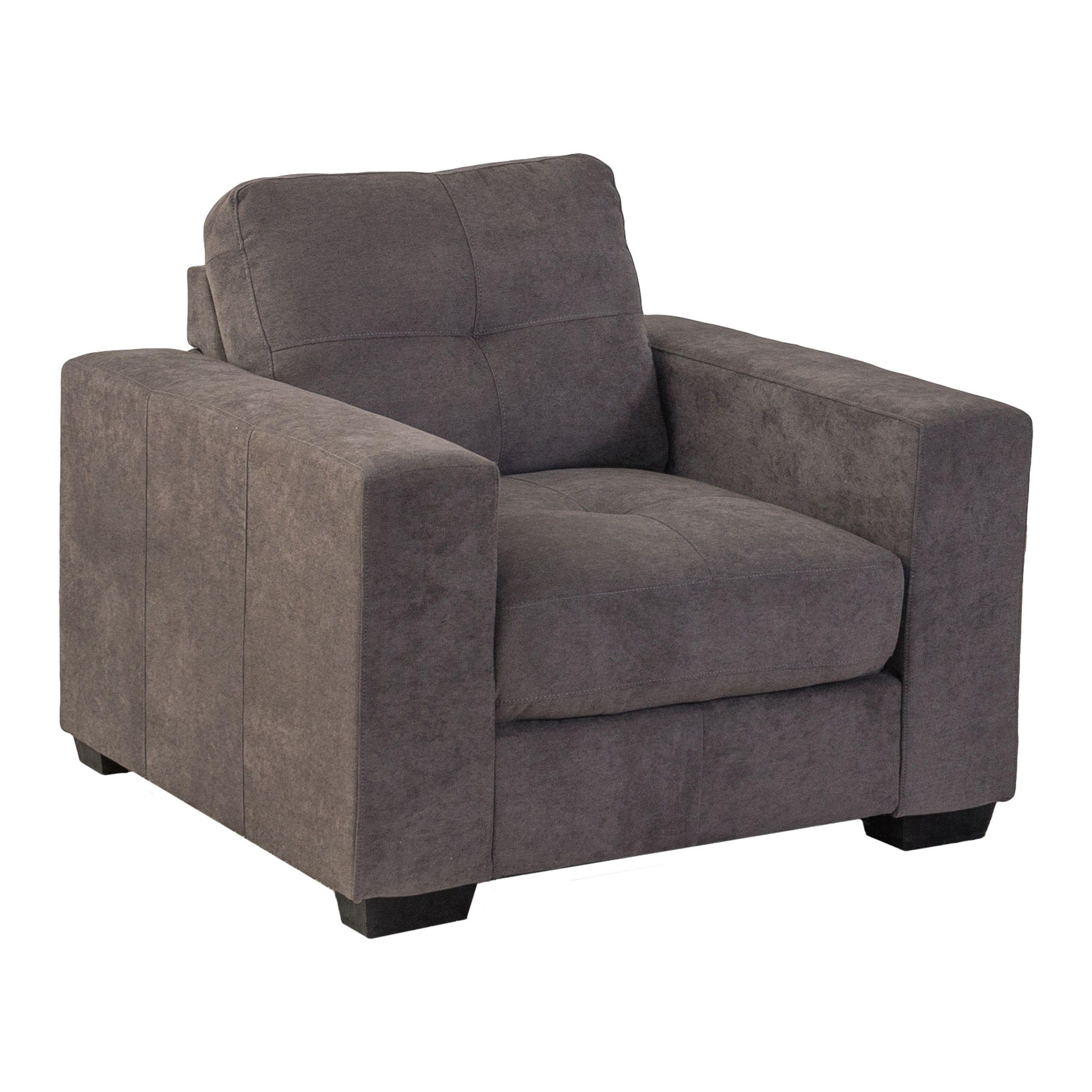 Gray Chenille Fabric Accent Chair with Solid Wood Frame