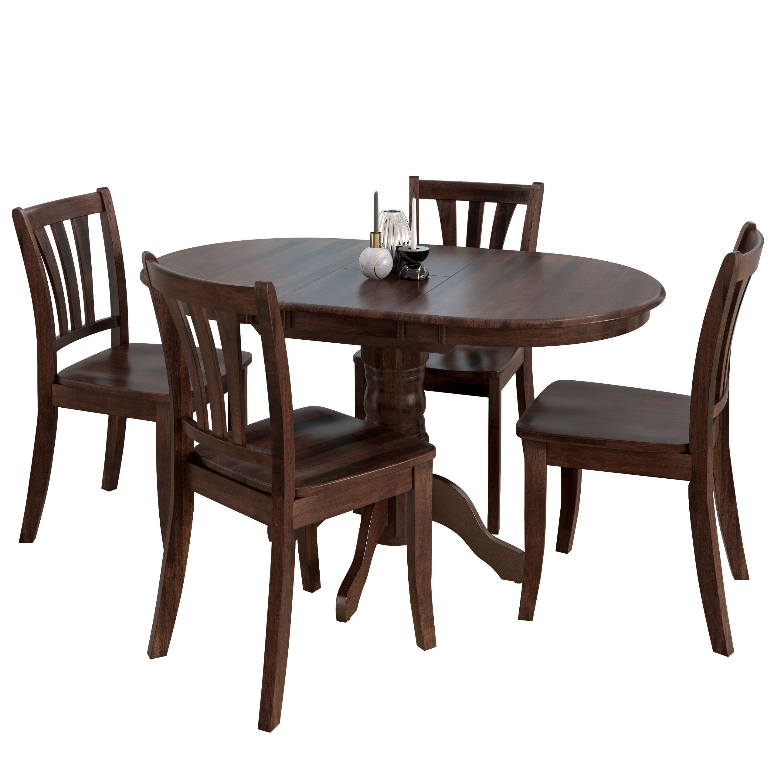 Dillon Dark Brown Rubberwood Extendable Dining Set with 4 Chairs