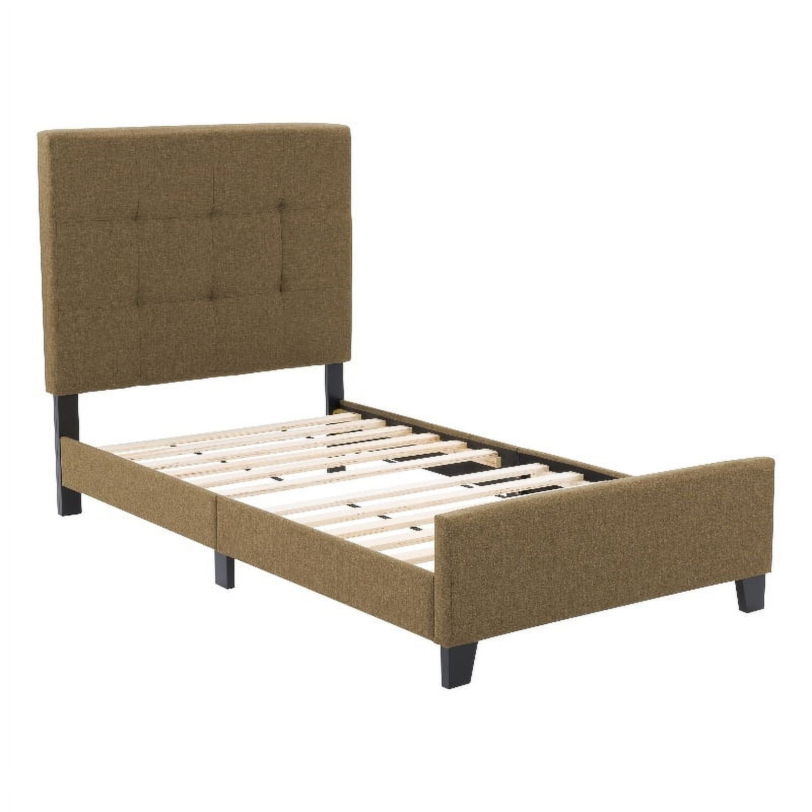 Ellery Transitional Twin Upholstered Bed in Clay Brown with Tufted Headboard