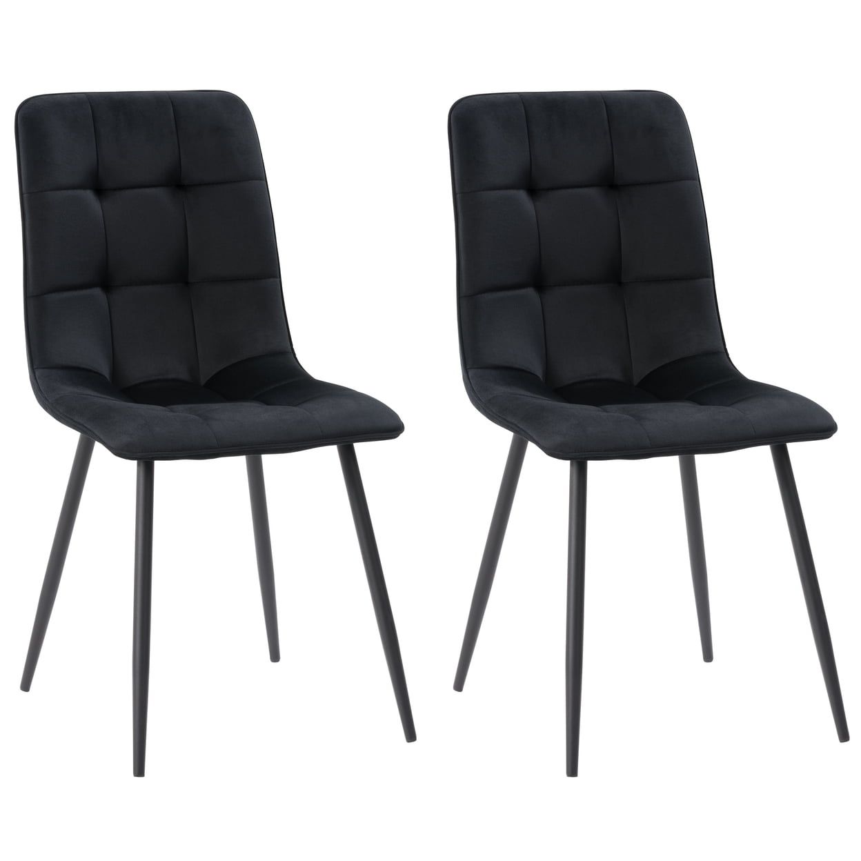 Nash Black Velvet Upholstered Side Chair with Metal Legs