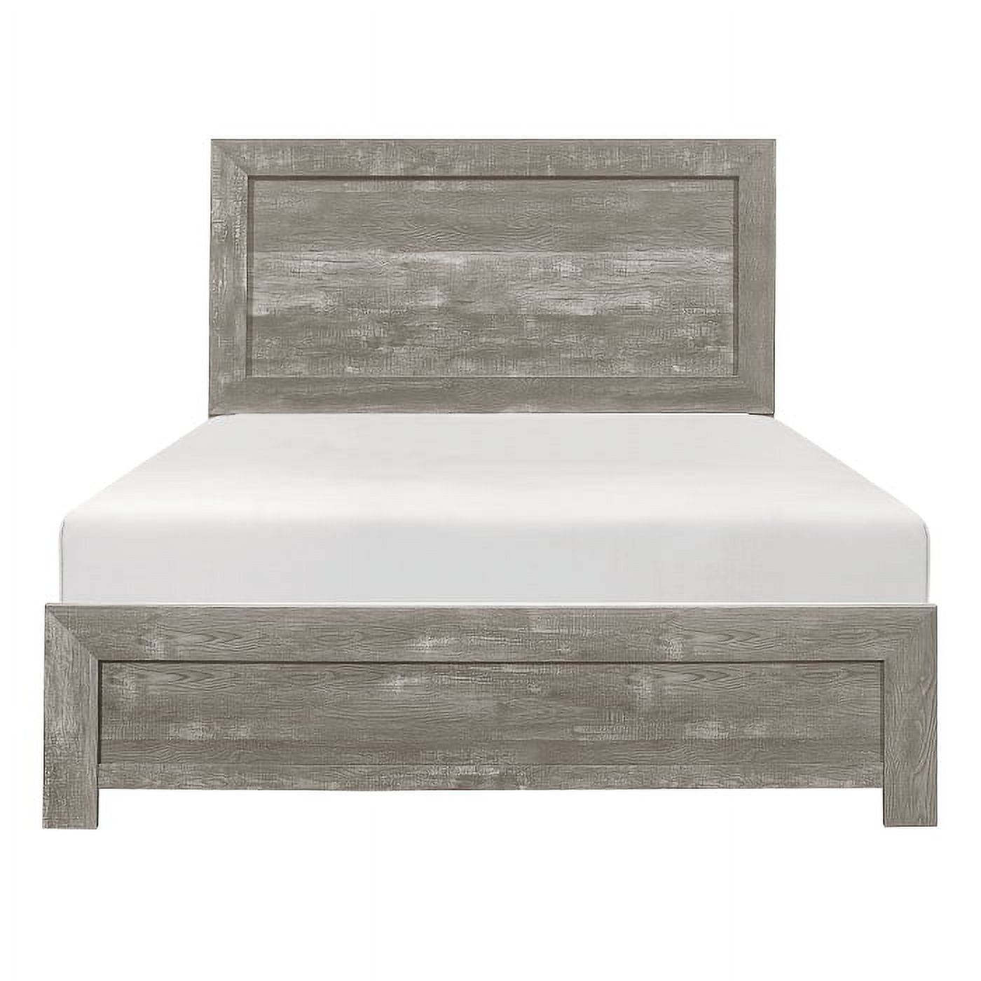 Gray Queen Transitional Panel Bed with Wood Frame