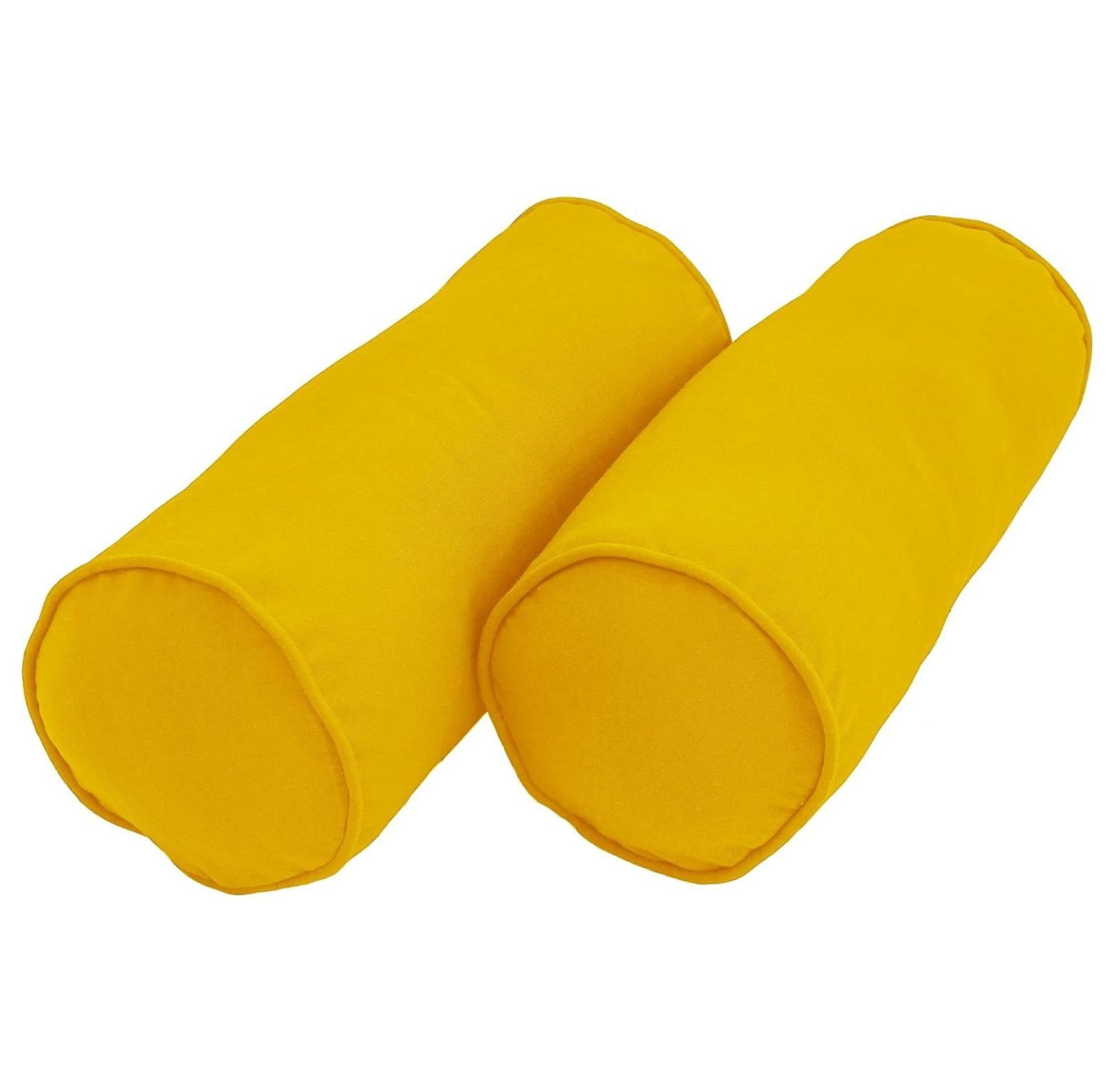 Sunset Yellow Twill Bolster Pillows with Inserts, Set of 2