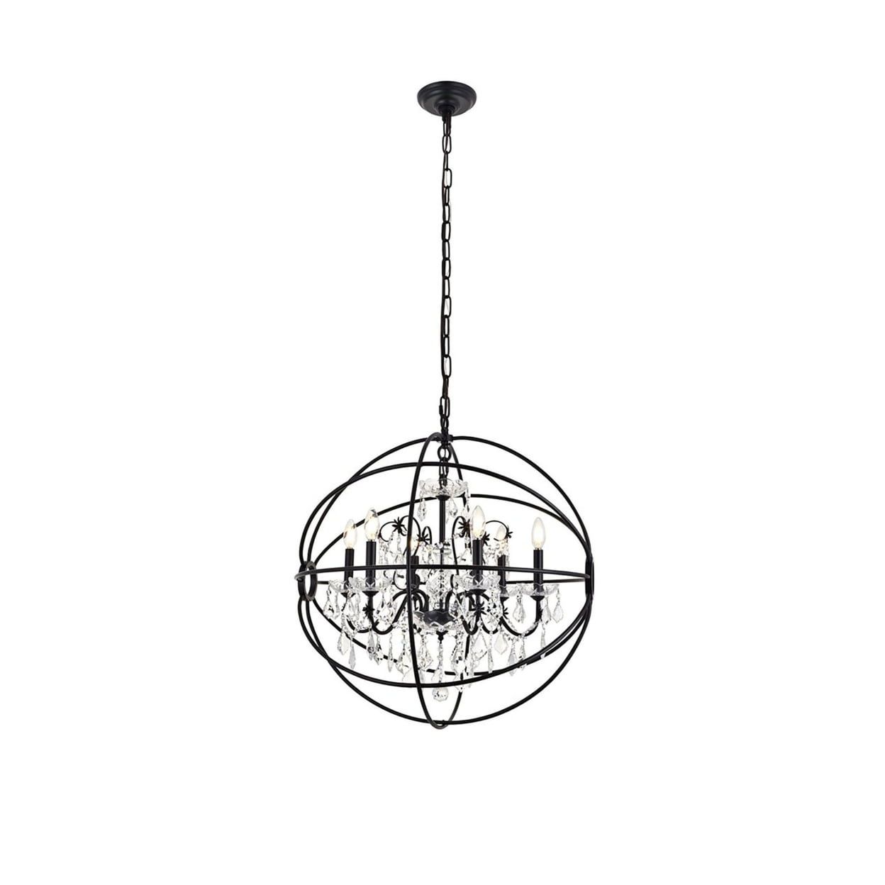 Elegant Cordelia Black Iron & Crystal Indoor/Outdoor Pendant Light