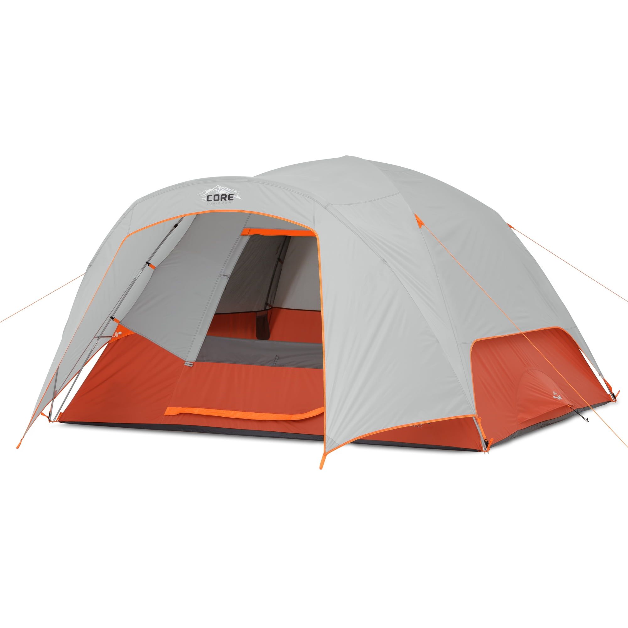 Gray and Orange 6-Person Three-Season Dome Tent with Vestibule