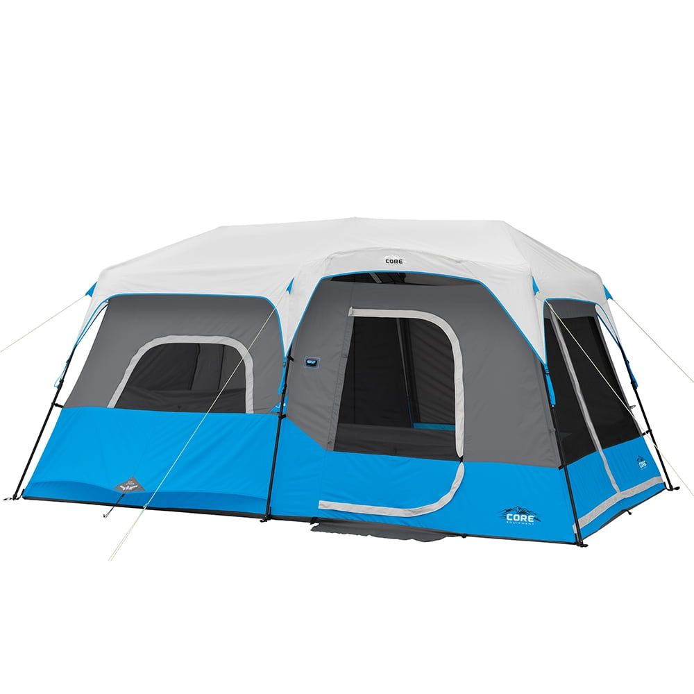 Gray and Blue 9-Person Four Season Cabin Tent with LED Lights