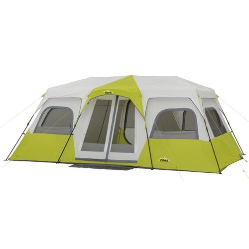 Green and Light Gray 12-Person 3-Room Cabin Tent with Carry Bag