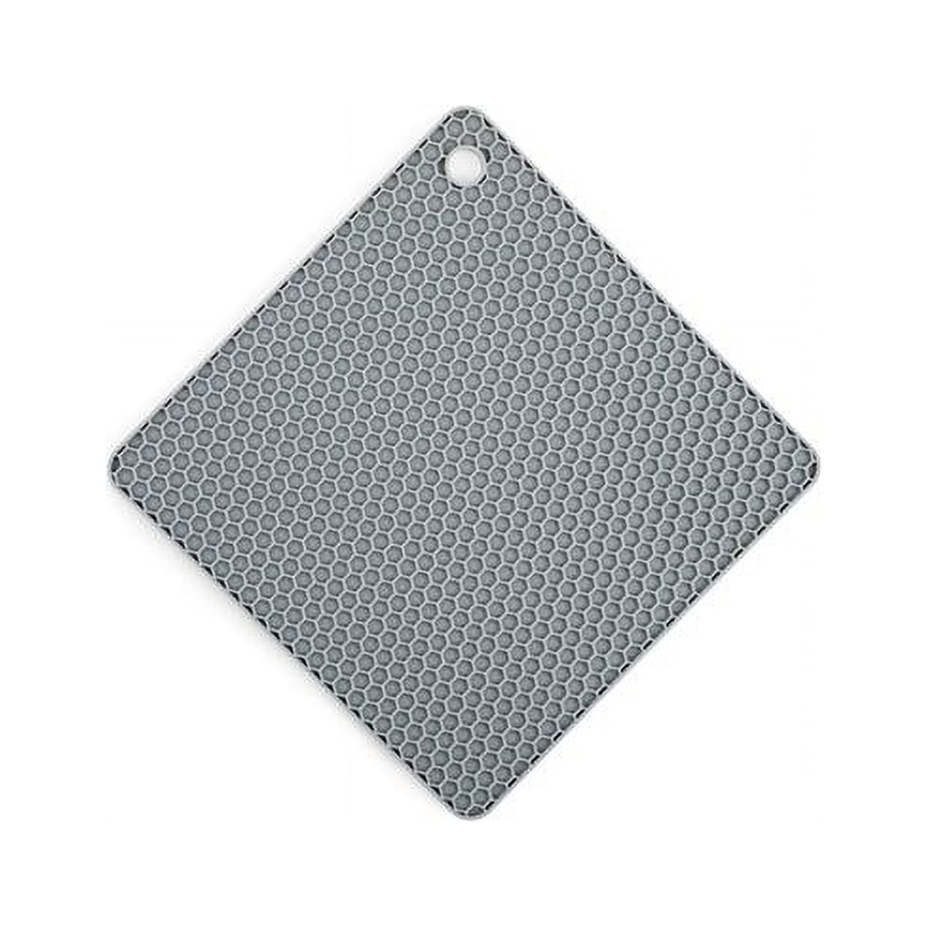 Core Kitchen Silver Silicone Square Trivet with Nickel Finish