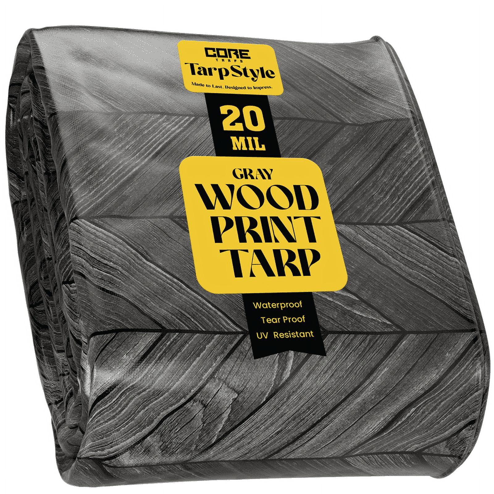 12' x 20' Grey Wood Print Heavy Duty Tarp