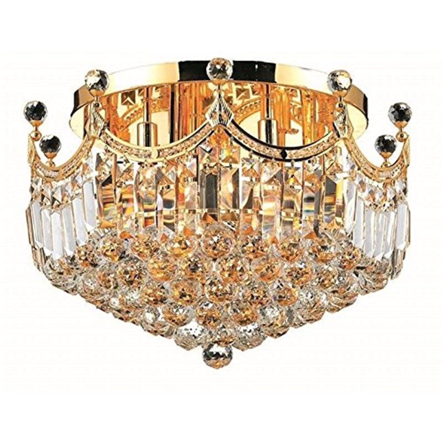 Corona 9-Light Gold Flush Mount with Clear Royal Cut Crystal