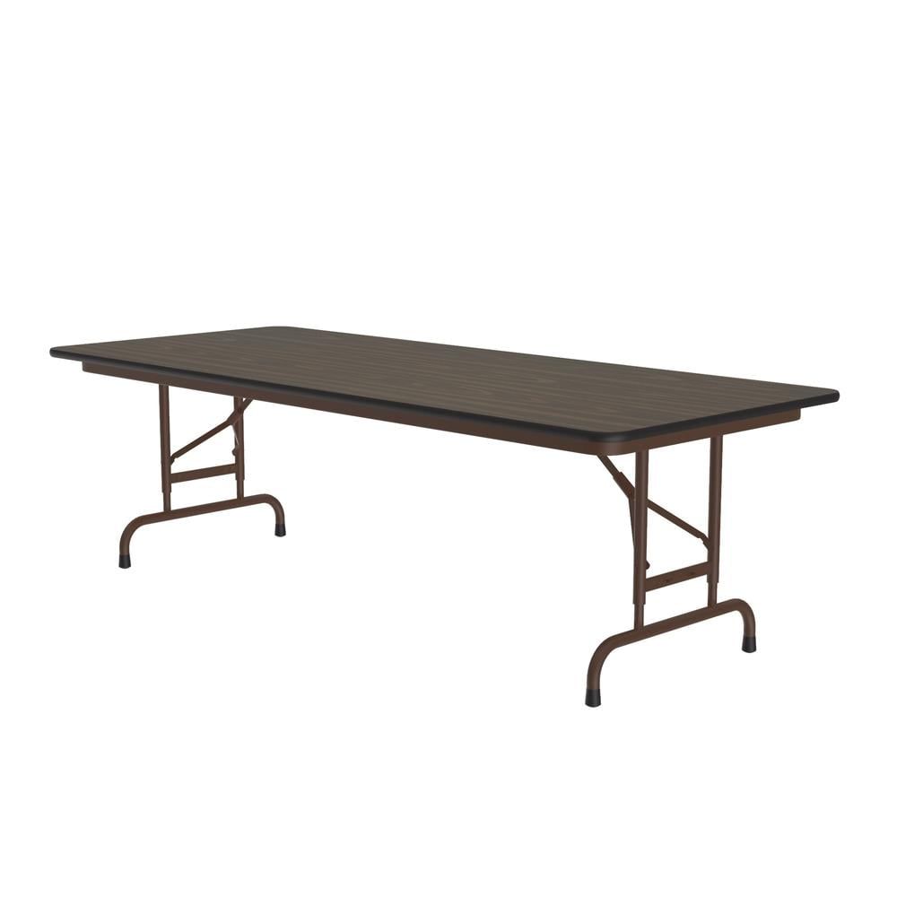 Adjustable Height Brown Steel Frame Melamine Top Folding Table