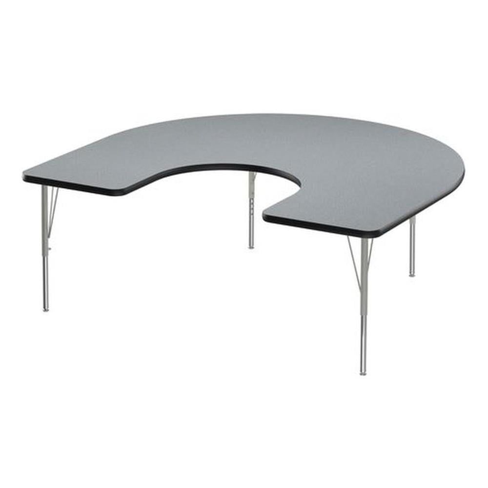 Gray Granite Horseshoe Commercial Wood Activity Table