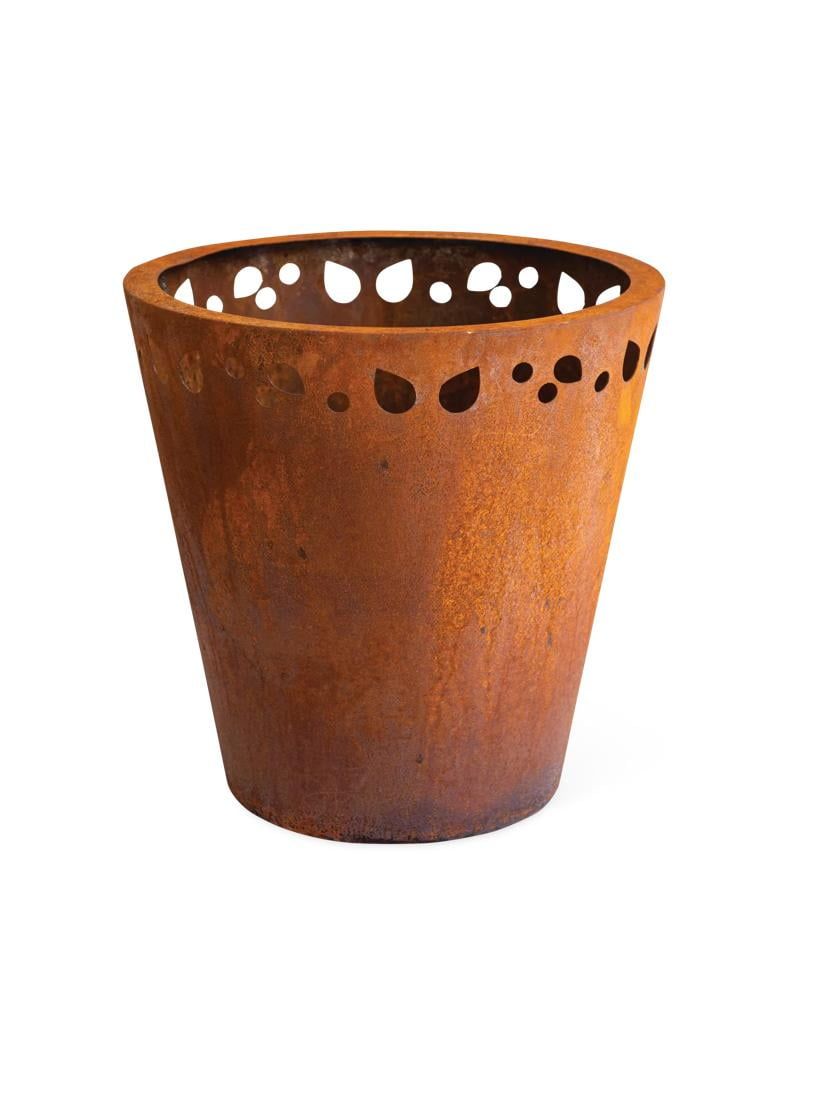 16" Corten Steel Leaf Rim Outdoor Planter