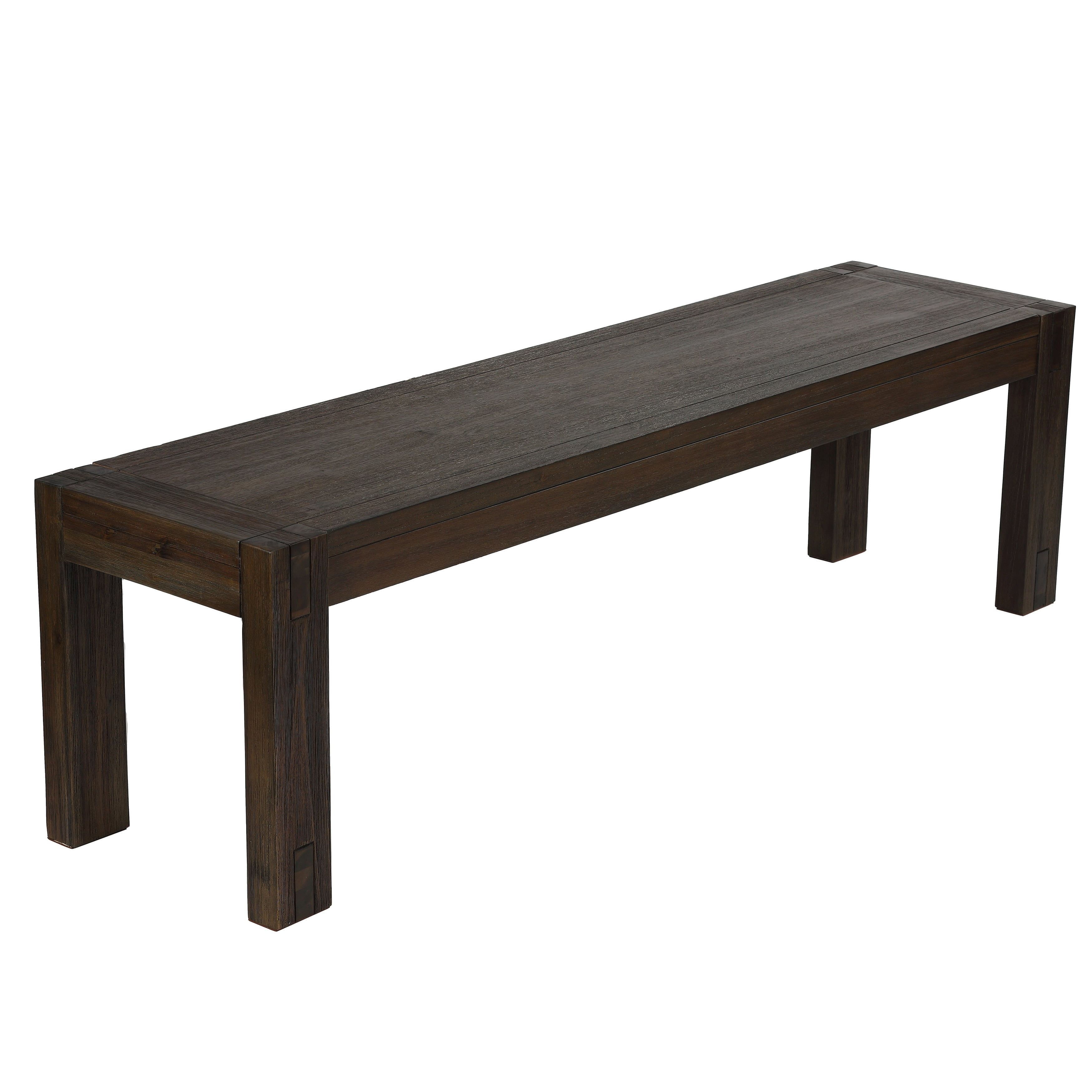 Pablo 63'' Weathered Walnut and Black Rustic Solid Wood Bench