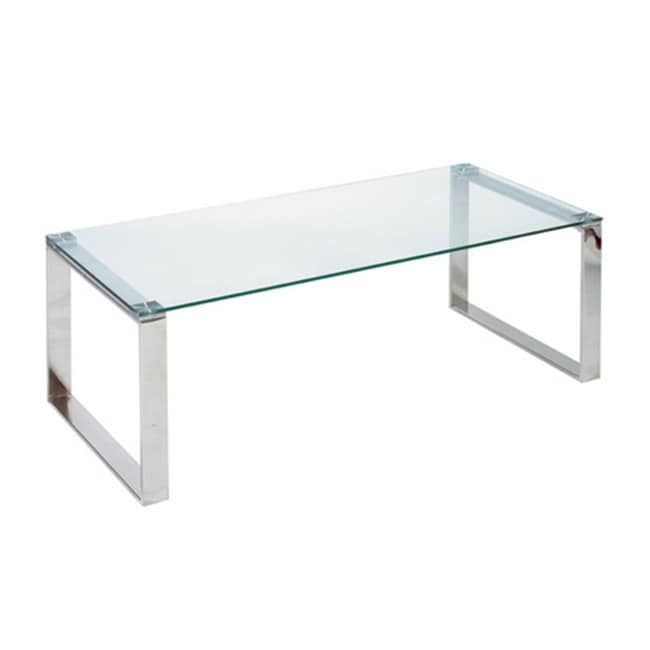 Rectangular Chrome Glass Lift-Top Coffee Table with Storage