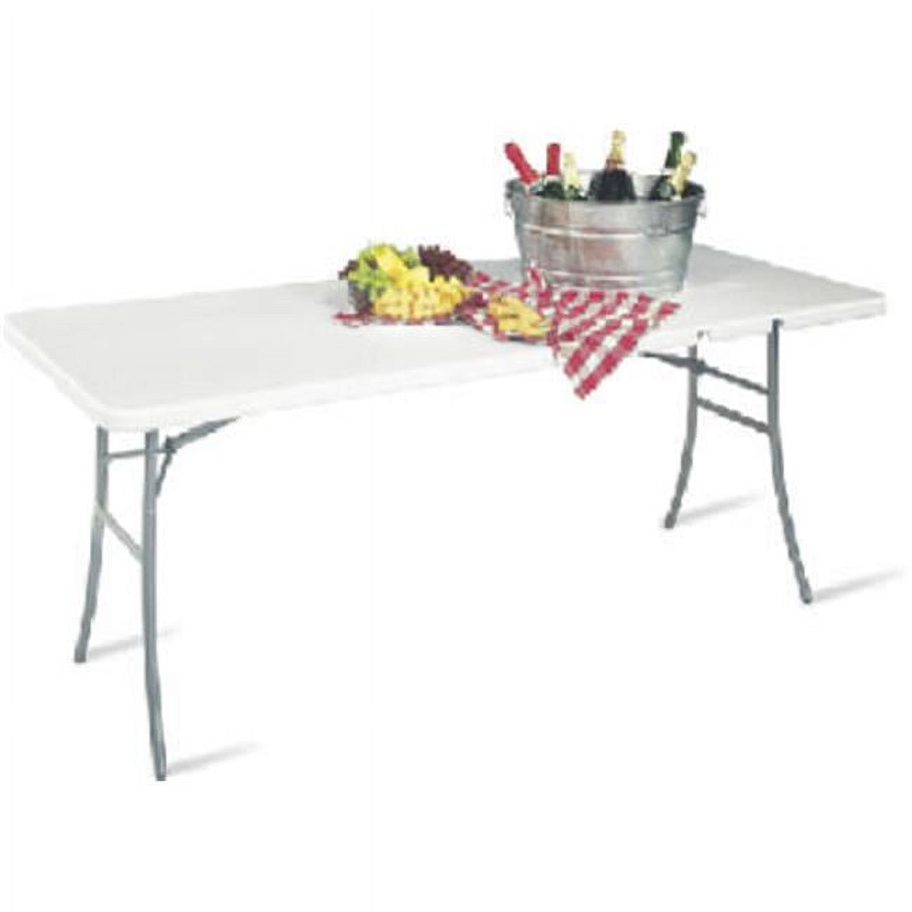 White 6-Foot Resin Folding Banquet Table with Steel Legs