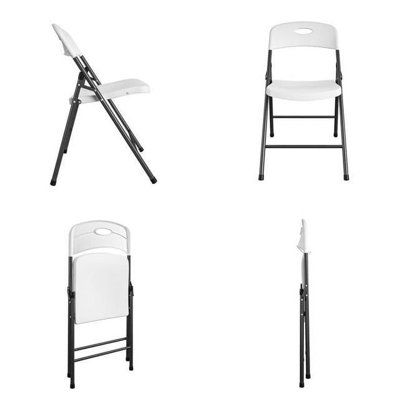 White and Black Metal Folding Chair with Resin Seat