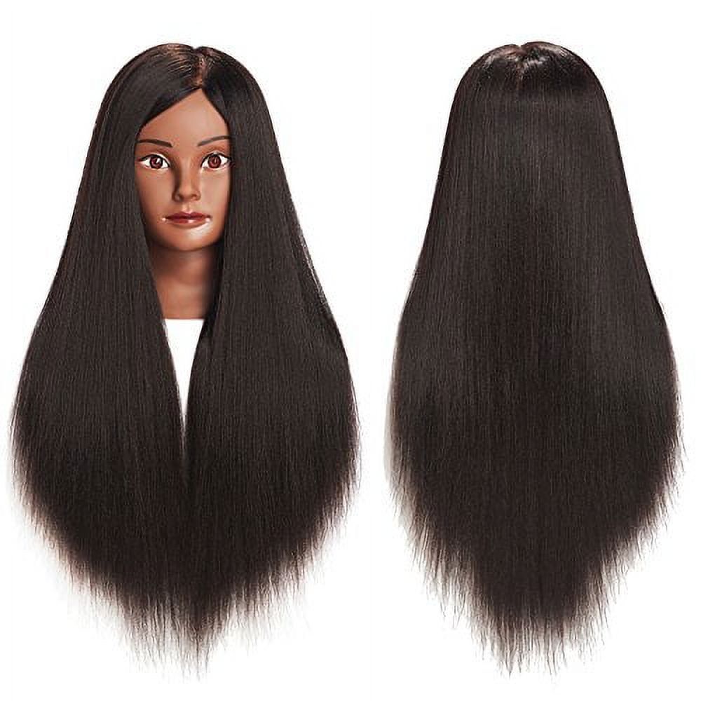 26-28" Black Synthetic Hair Cosmetology Mannequin Head