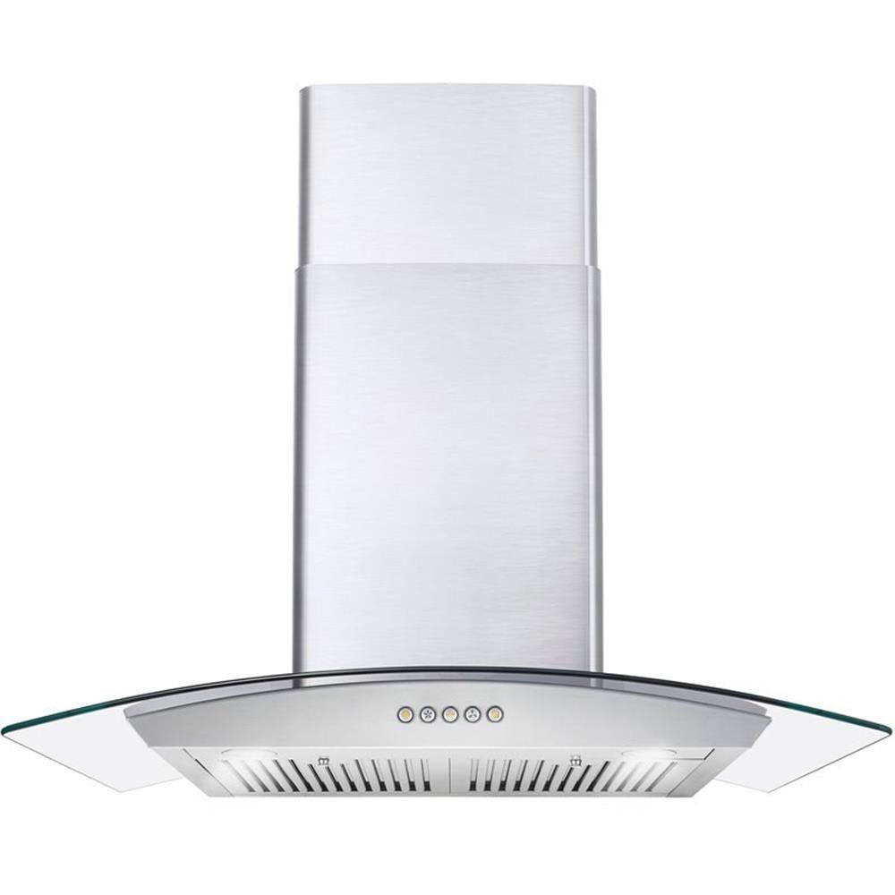 30-Inch Stainless Steel Wall Mount Convertible Range Hood with Glass Canopy