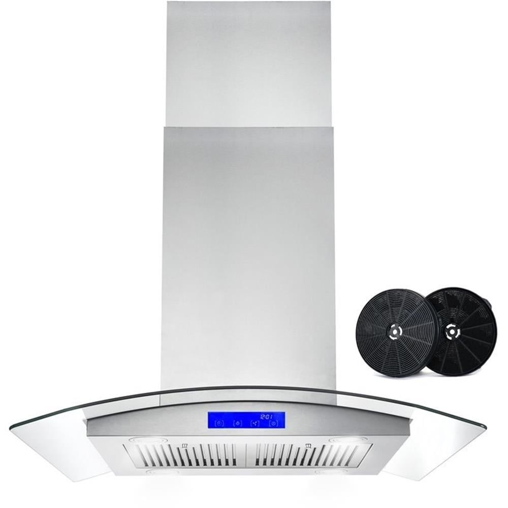 Cosmo 30" Stainless Steel Convertible Island Range Hood with Charcoal Filter