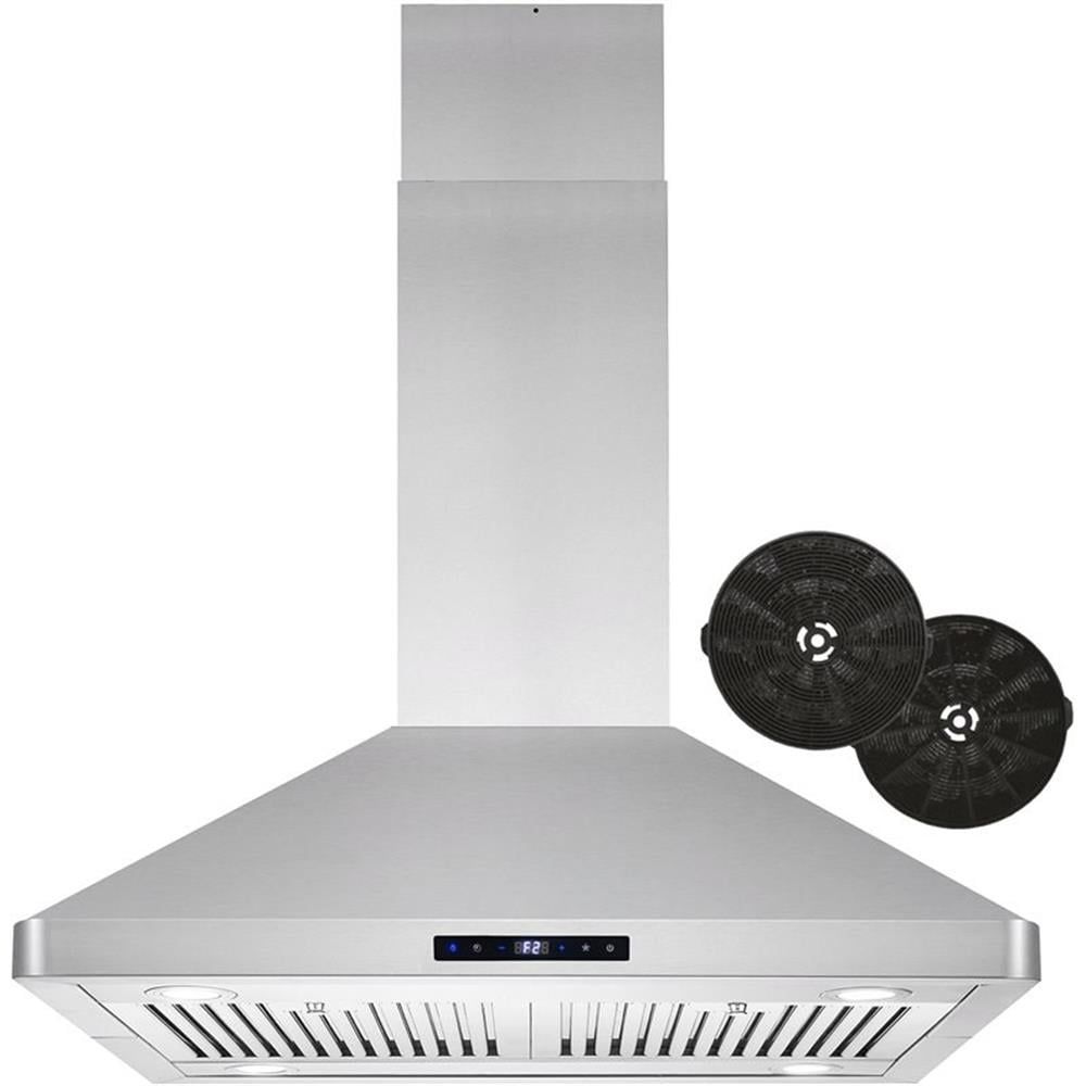 30" Stainless Steel Convertible Island Range Hood with Charcoal Filter