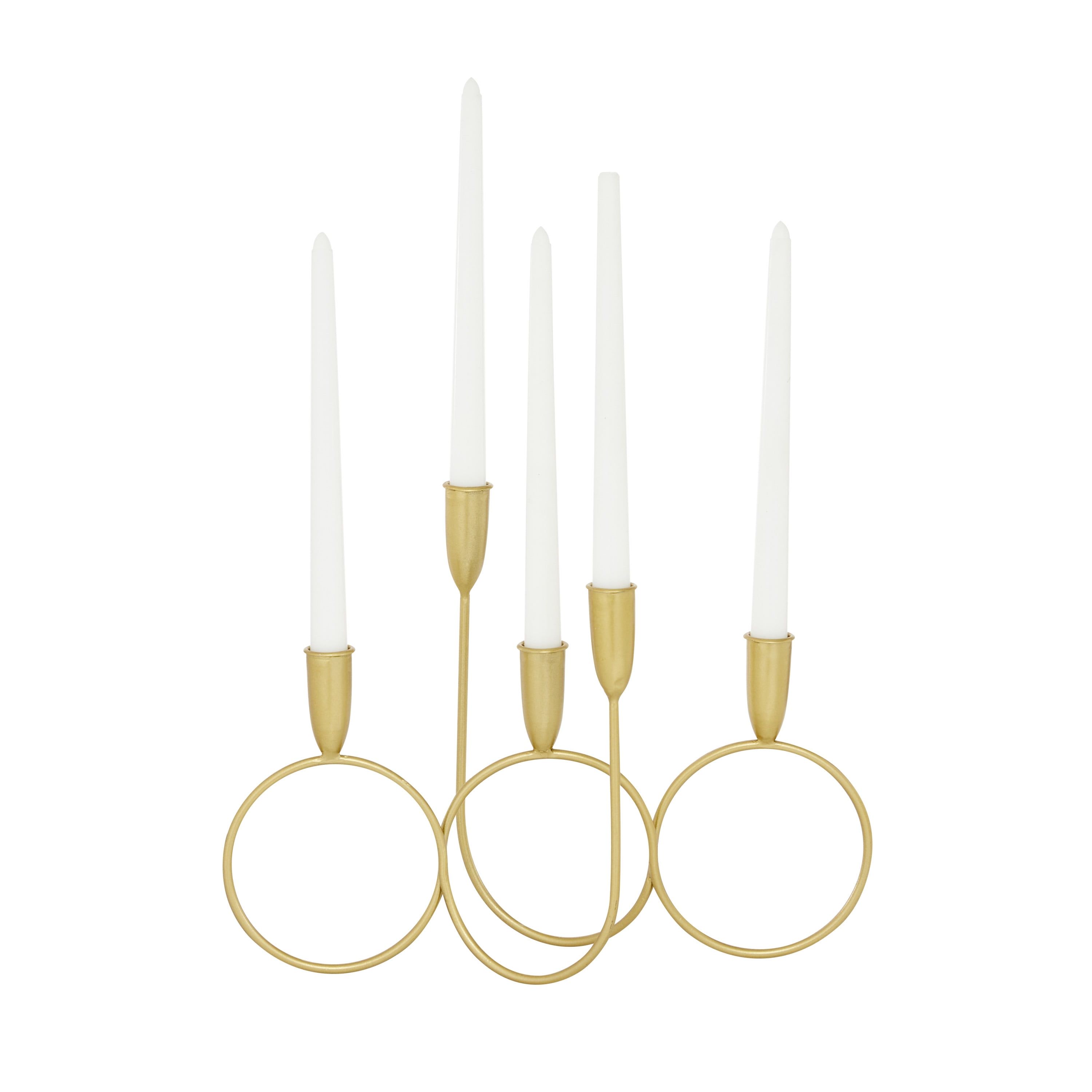 Gold Metal 5-Holder Modern Candelabra