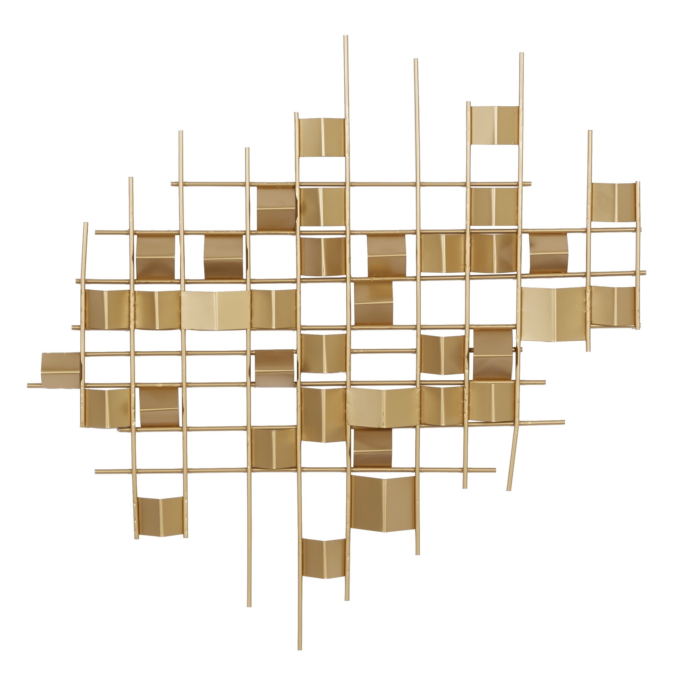 Gold Abstract Geometric Iron Wall Sculpture, 32"