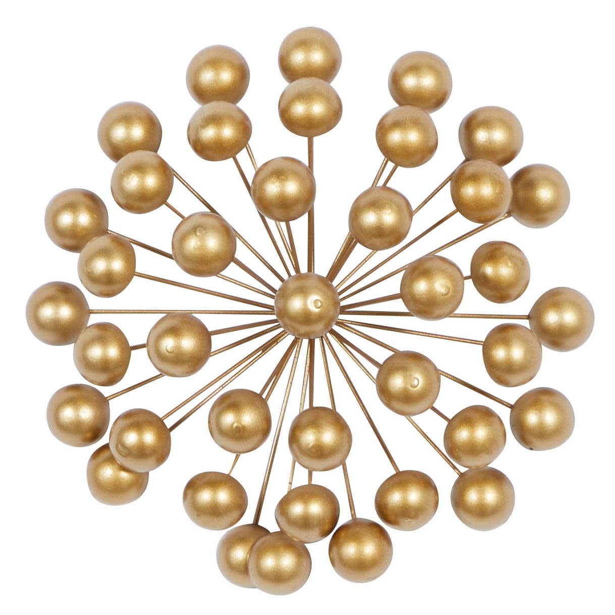 Gold Metal Starburst Wall Sculpture with Orb Detailing