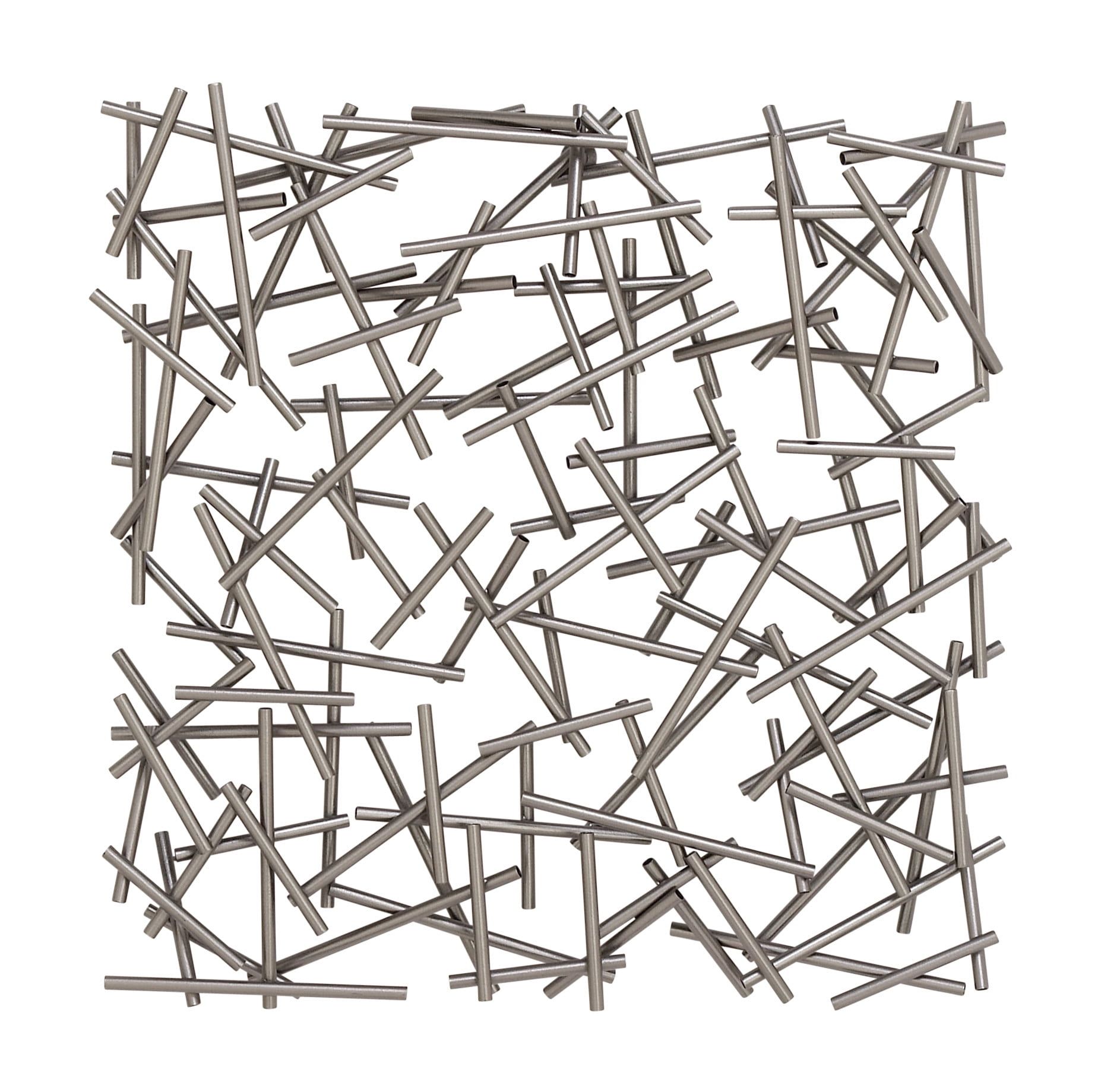 Silver Metal Abstract Geometric Wall Sculpture, 20" x 20"