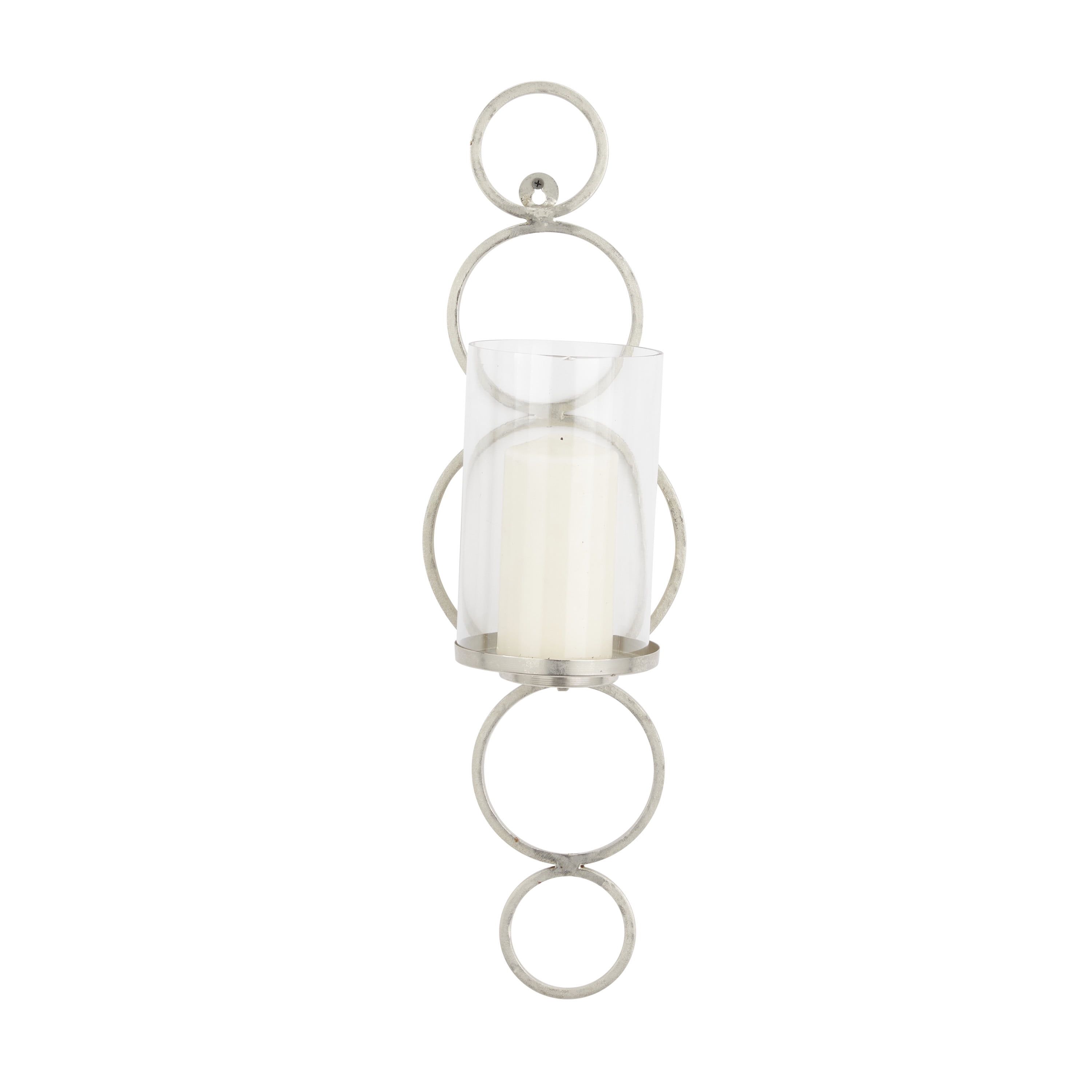 Sleek Elegance Polished Silver Metal & Glass Wall Sconce