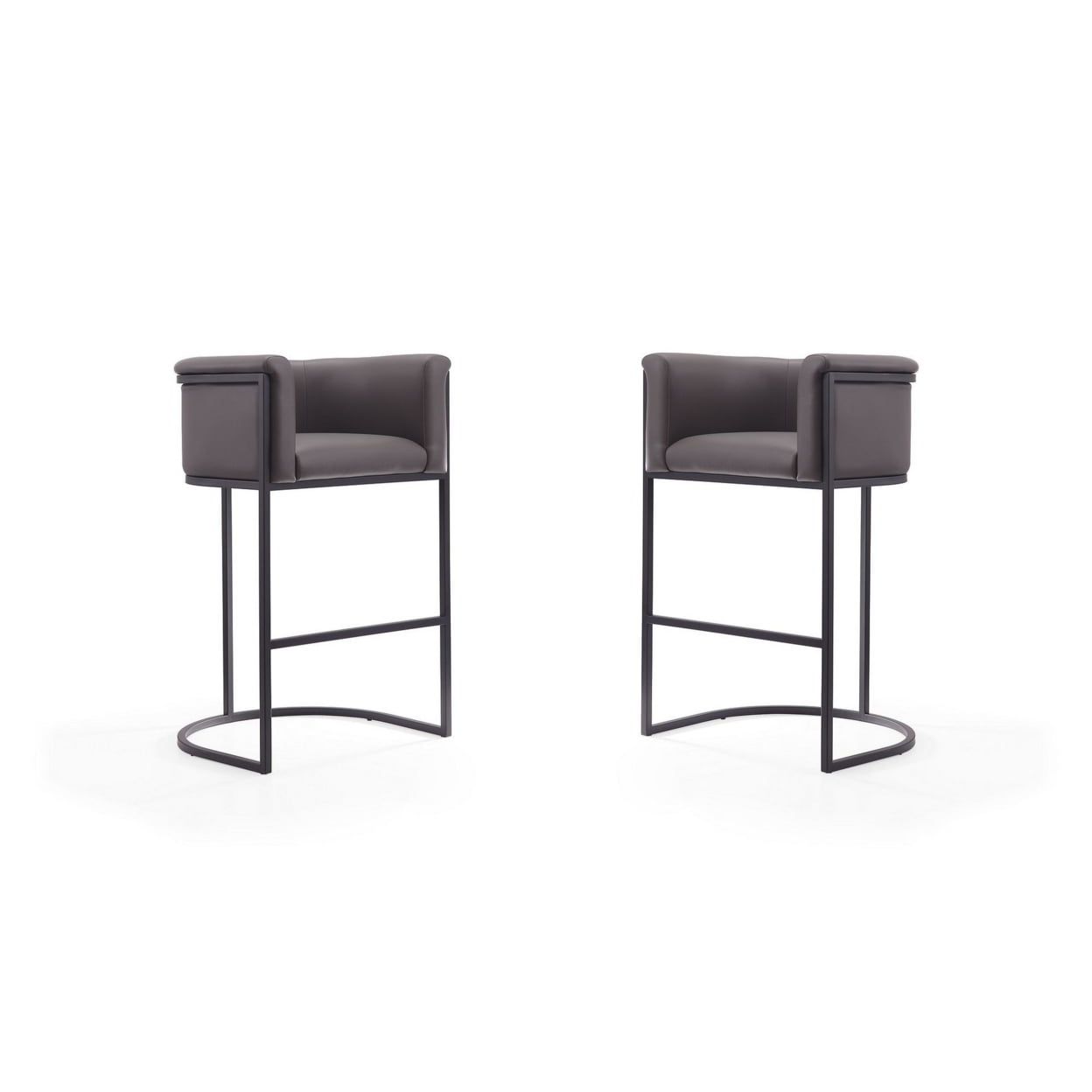 Cosmopolitan Pebble and Black Metal Midcentury Barstool, Set of 2