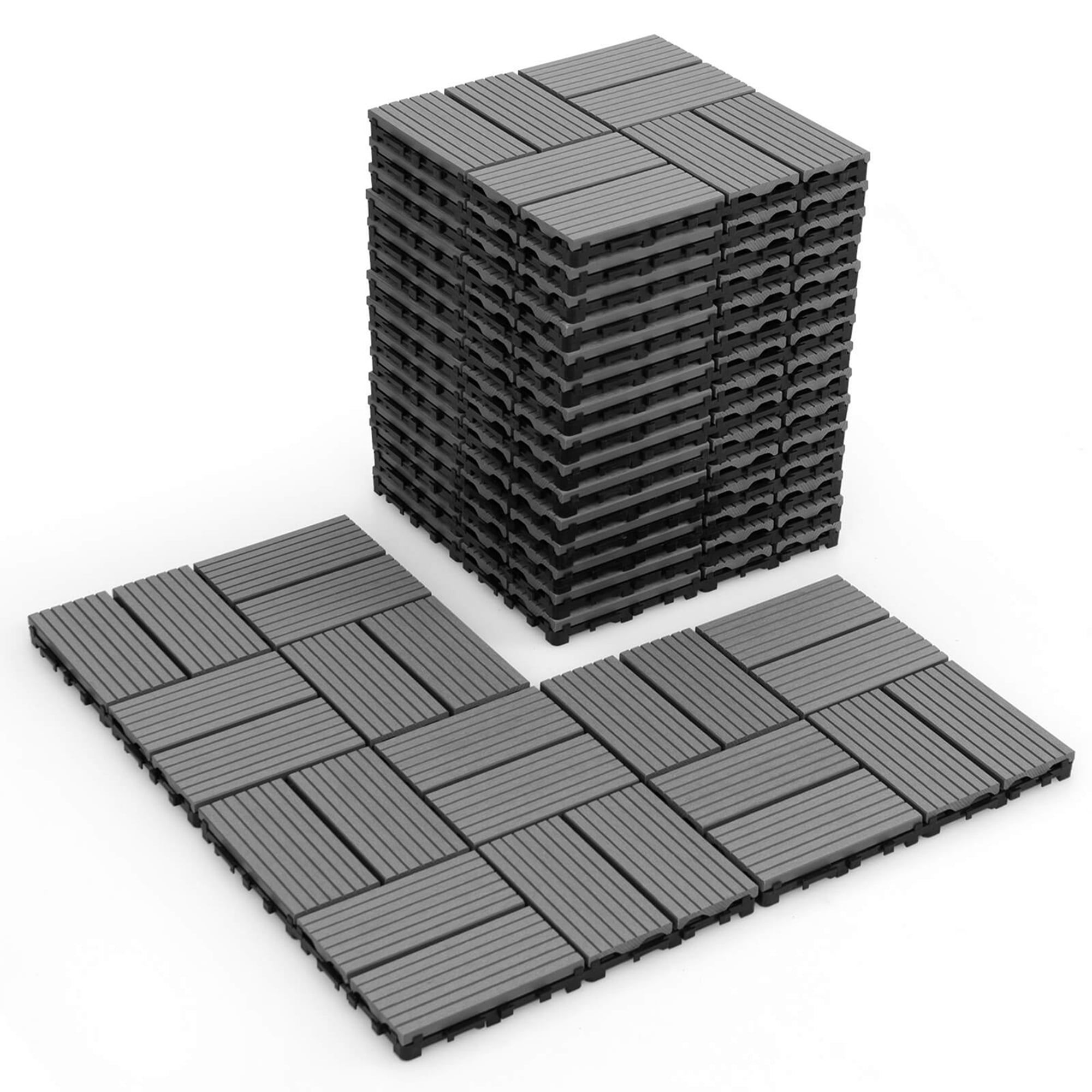 Gray 12" x 12" Interlocking Waterproof Deck Tiles, 18 Pieces