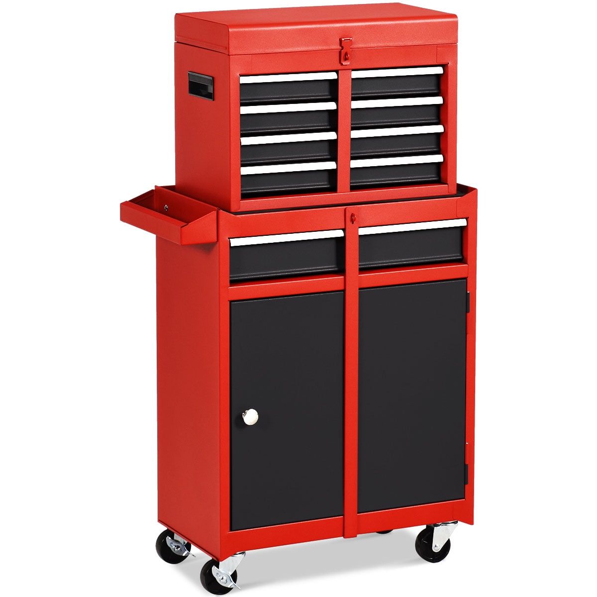 Rolling 5-Drawer Tool Chest and Cabinet Combo in Black and Red