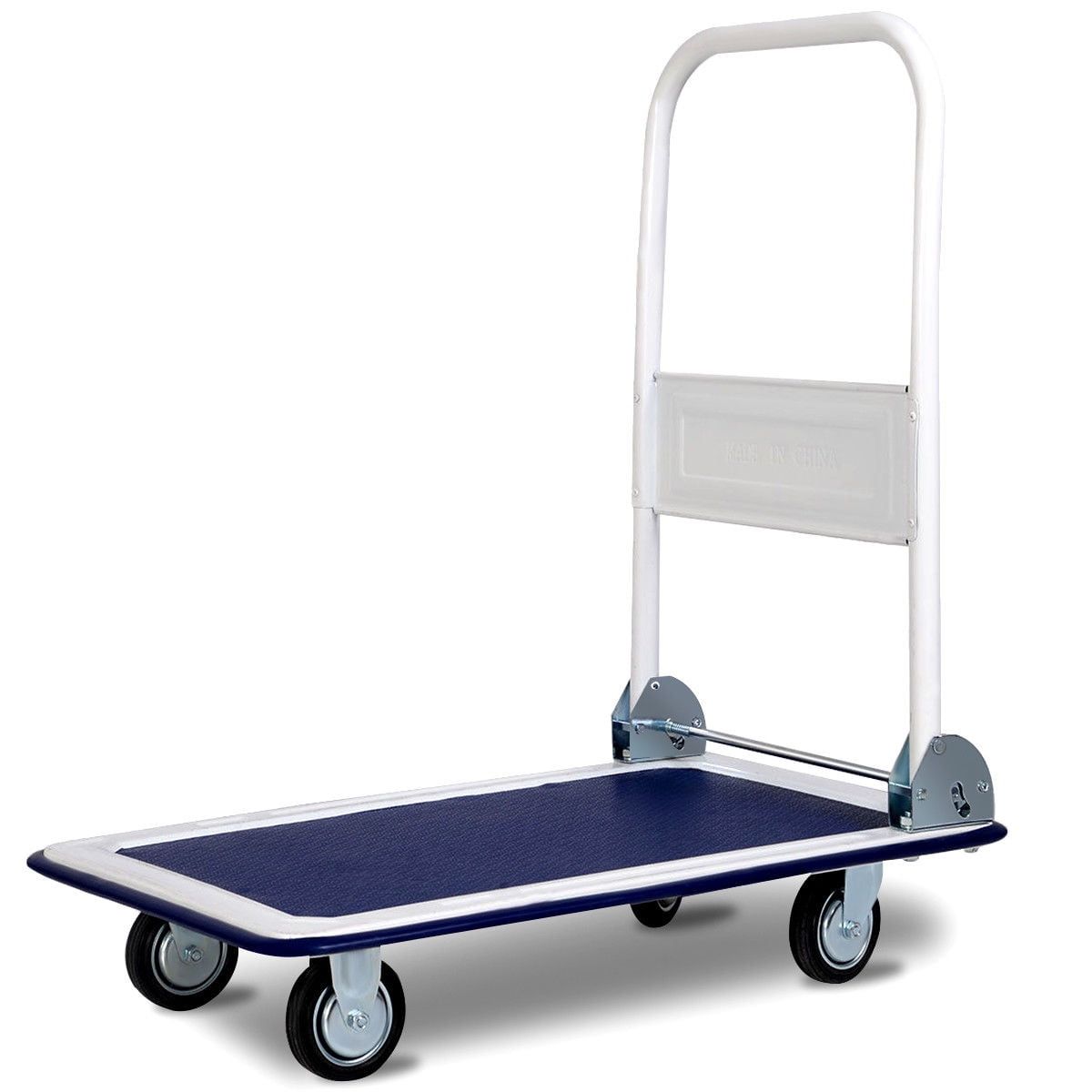 Foldable Blue and White Iron Platform Cart Dolly