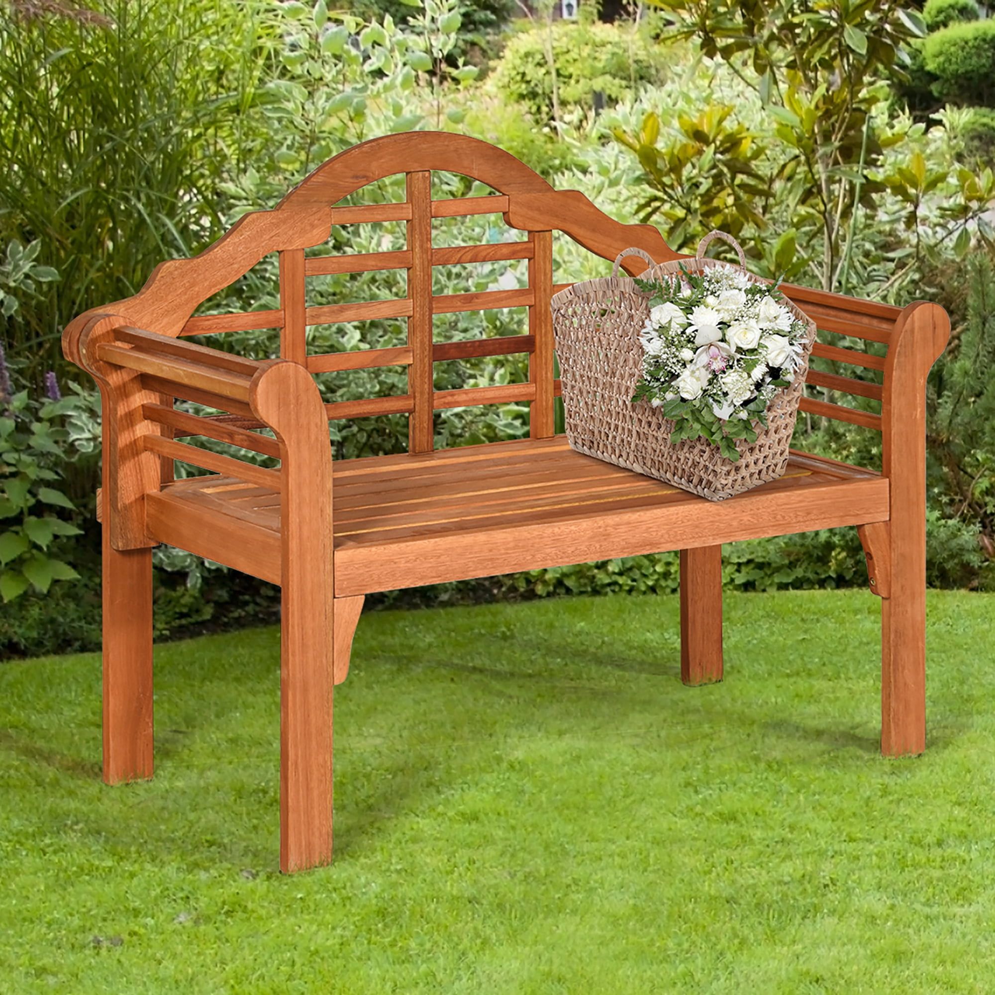 Eucalyptus Wood Folding Outdoor Bench with Armrests