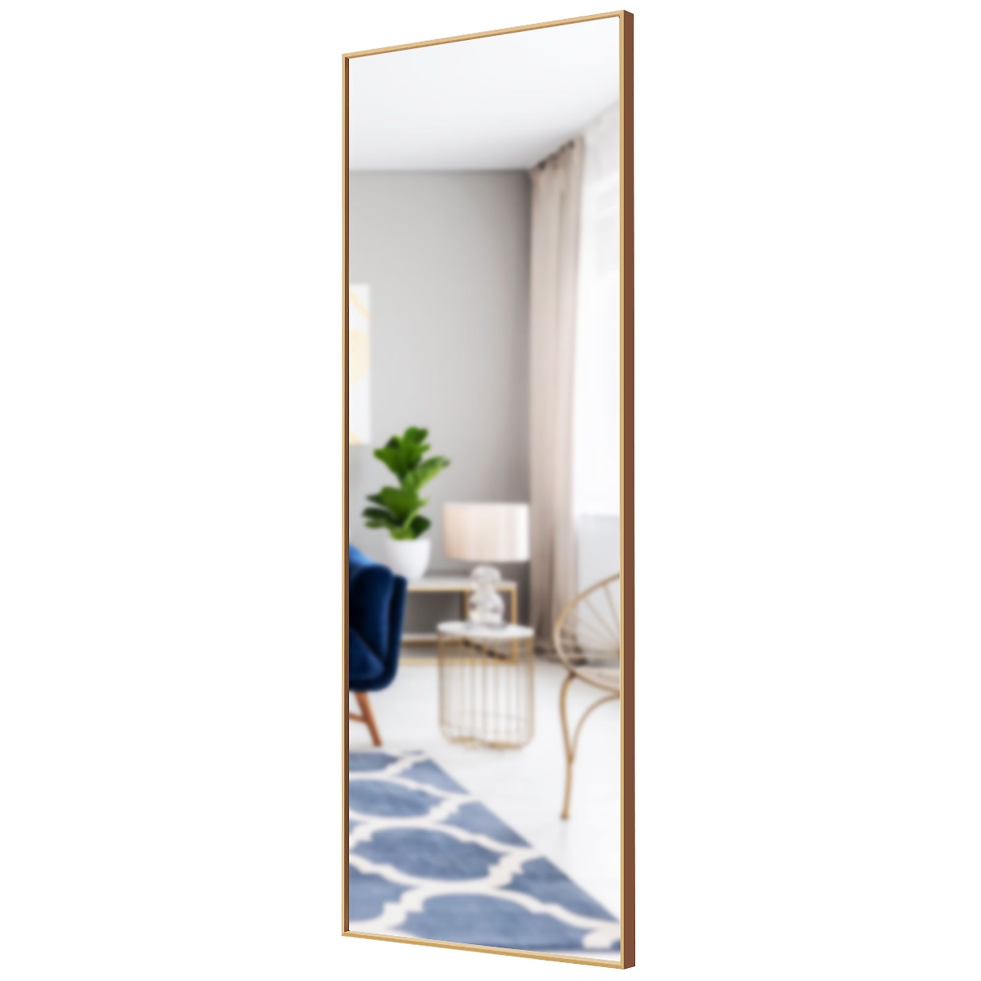 Elegant Gold Framed Full-Length Wood Mirror 22x59 inches