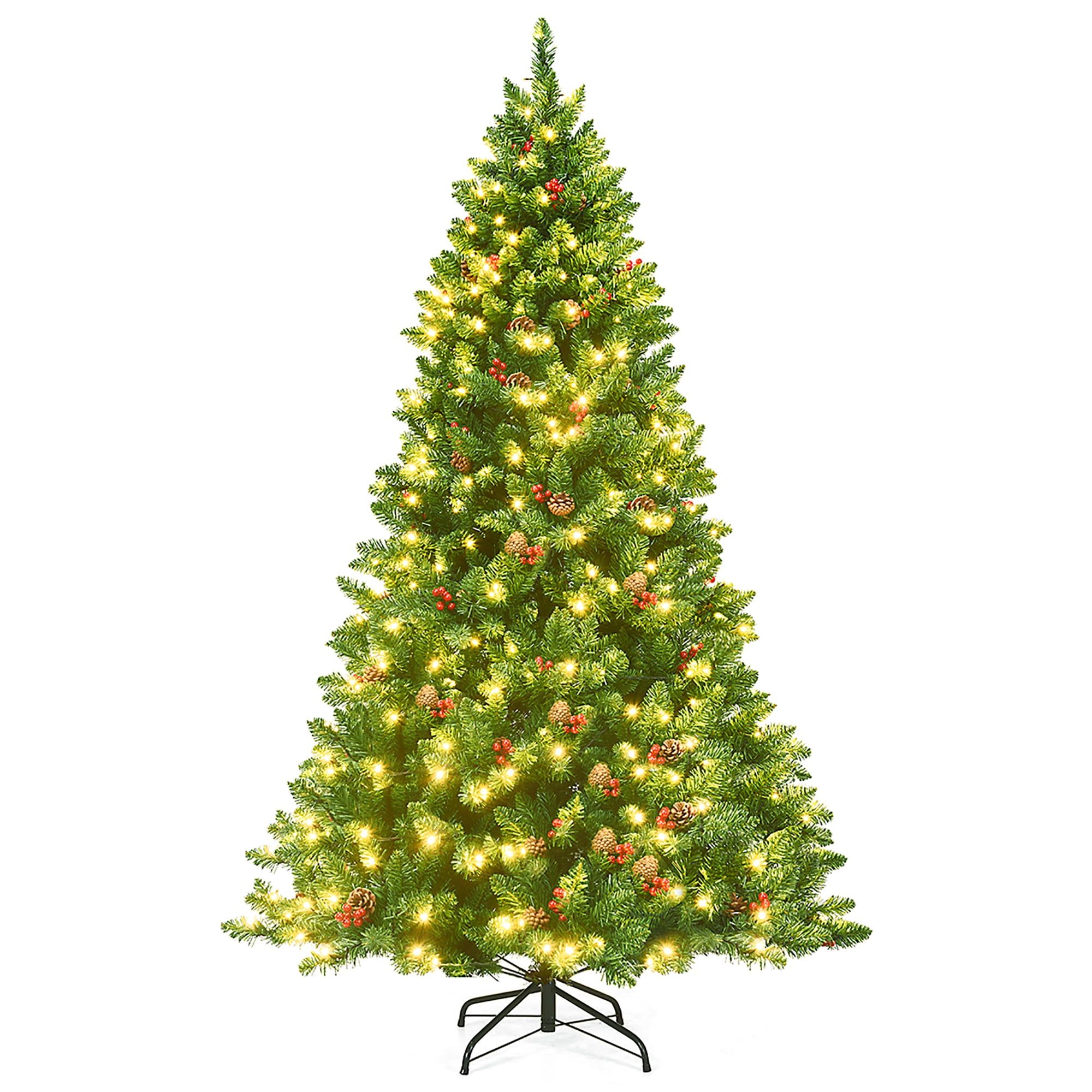 6.5 ft Pre-Lit Green Spruce Christmas Tree with LED Lights