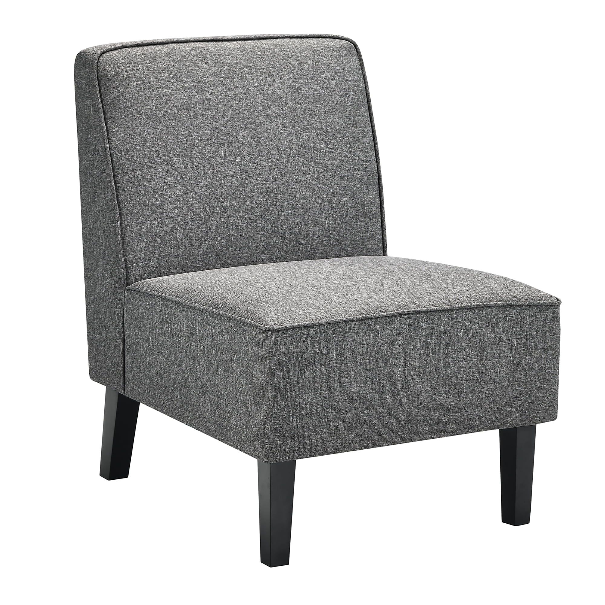 Elegant Gray Linen and Wood Upholstered Side Chair