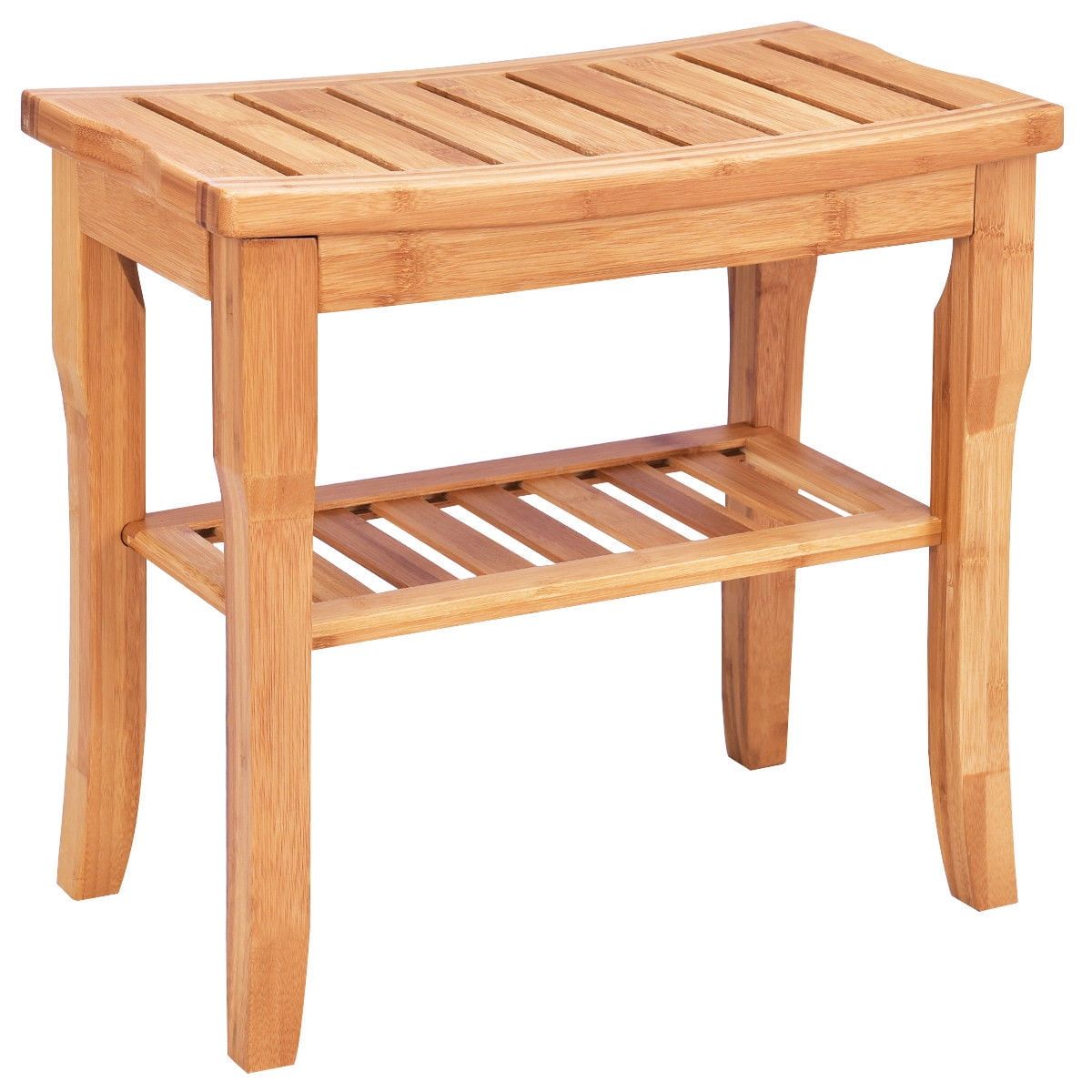 Eco-Friendly Bamboo Spa Shower Bench with Storage Shelf