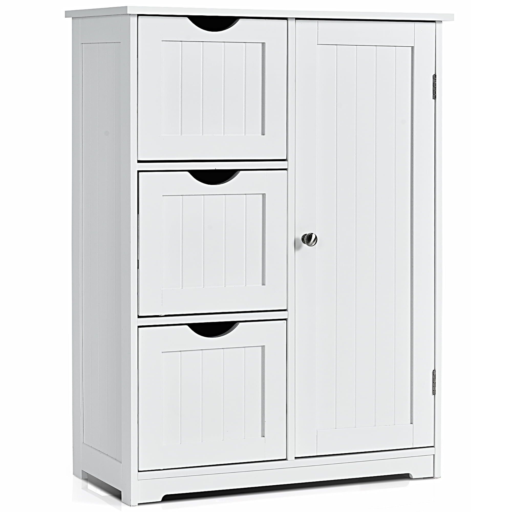 Abilene White Framed Bath Cabinet with Adjustable Shelving and 3 Drawers