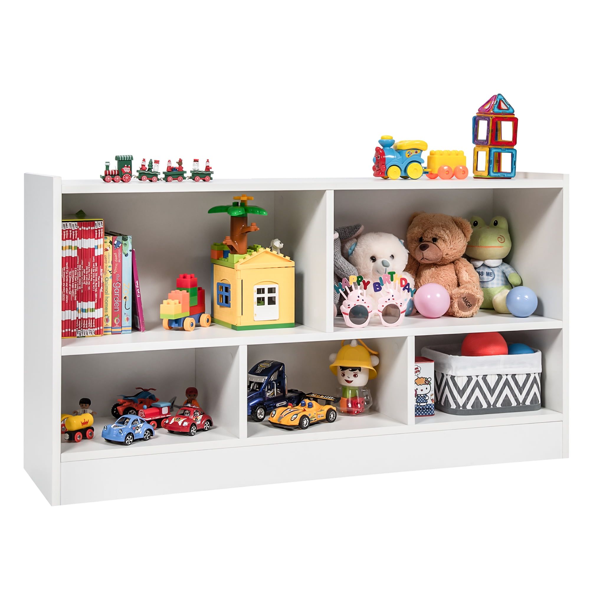 White Wood Kids 5-Cube Toy Storage Cabinet