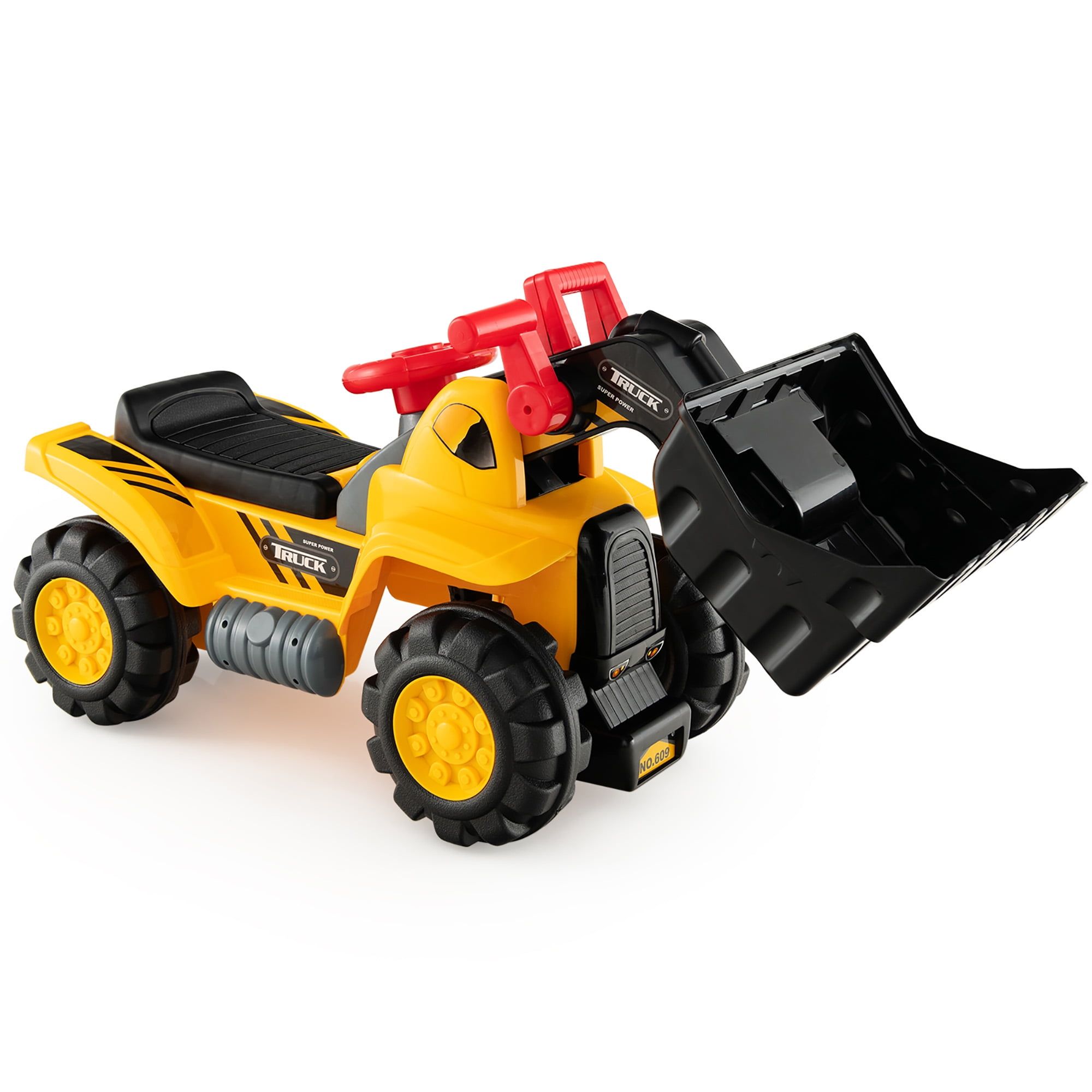 Yellow Plastic Kids Ride-On Excavator Truck with Storage