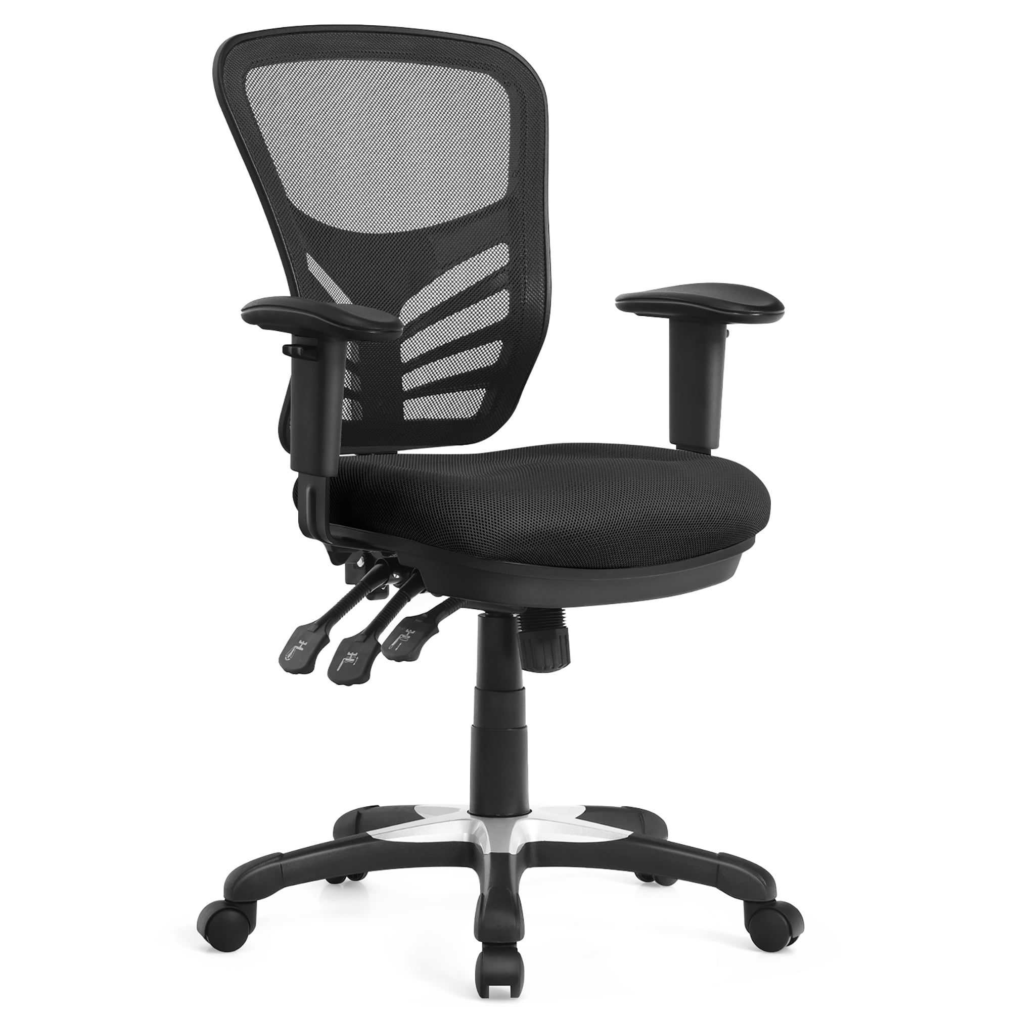 High-Efficiency Black Mesh Executive Office Chair with Adjustable Arms