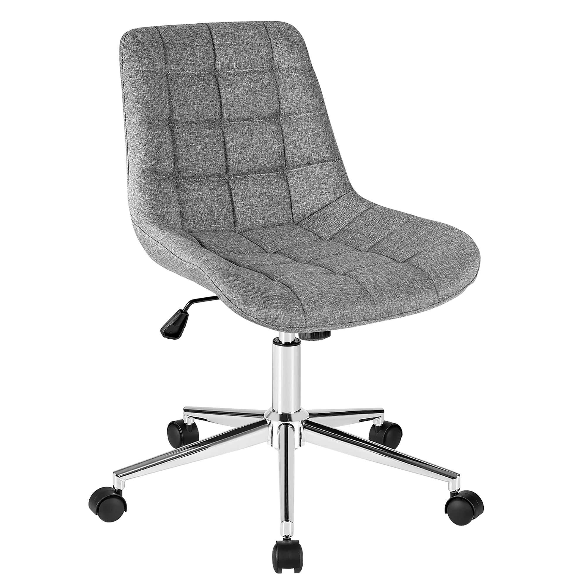 Modern Swivel Gray Fabric Task Chair with Metal Base