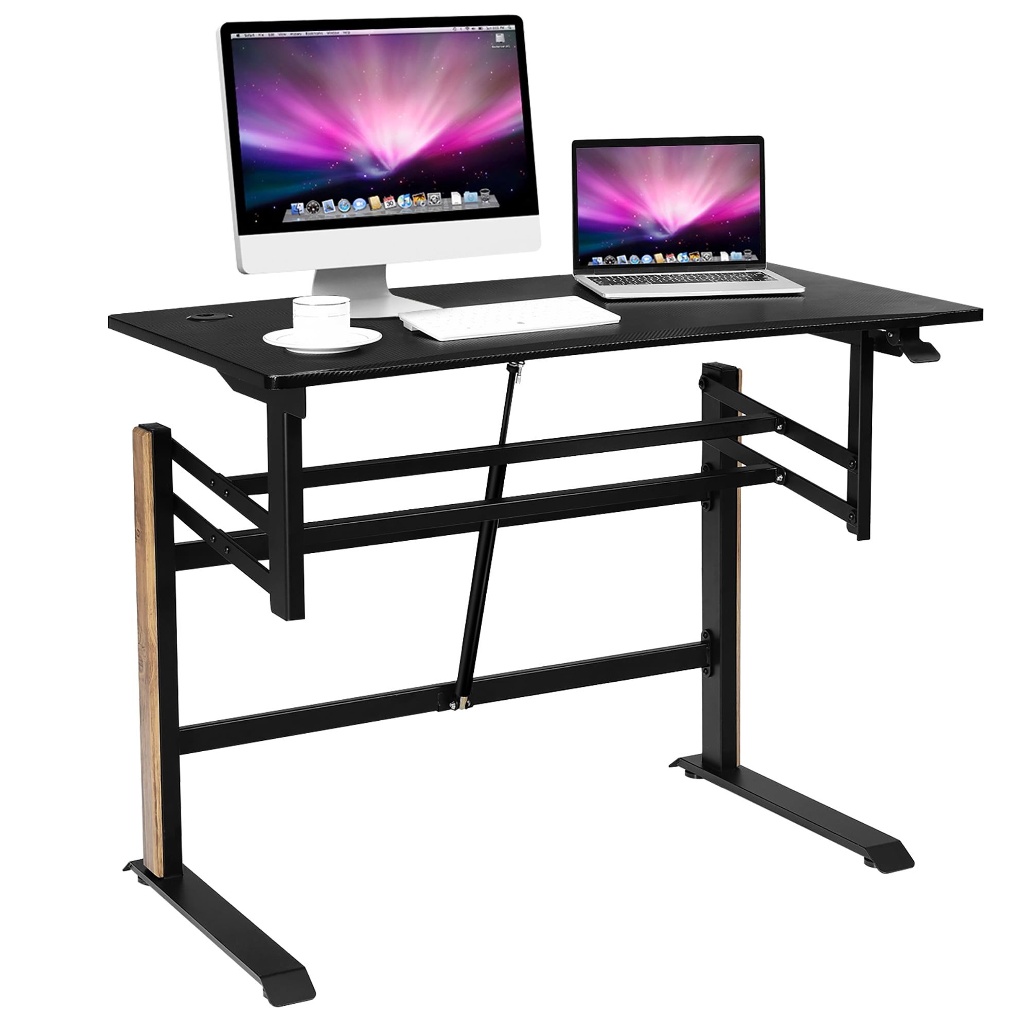 Black Adjustable Height Standing Desk with Power Outlet