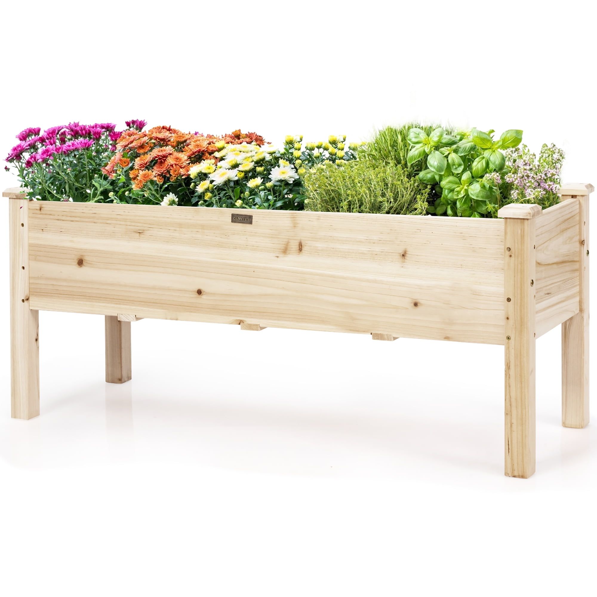 Light Wood Raised Garden Bed Planter Box for Vegetables and Herbs