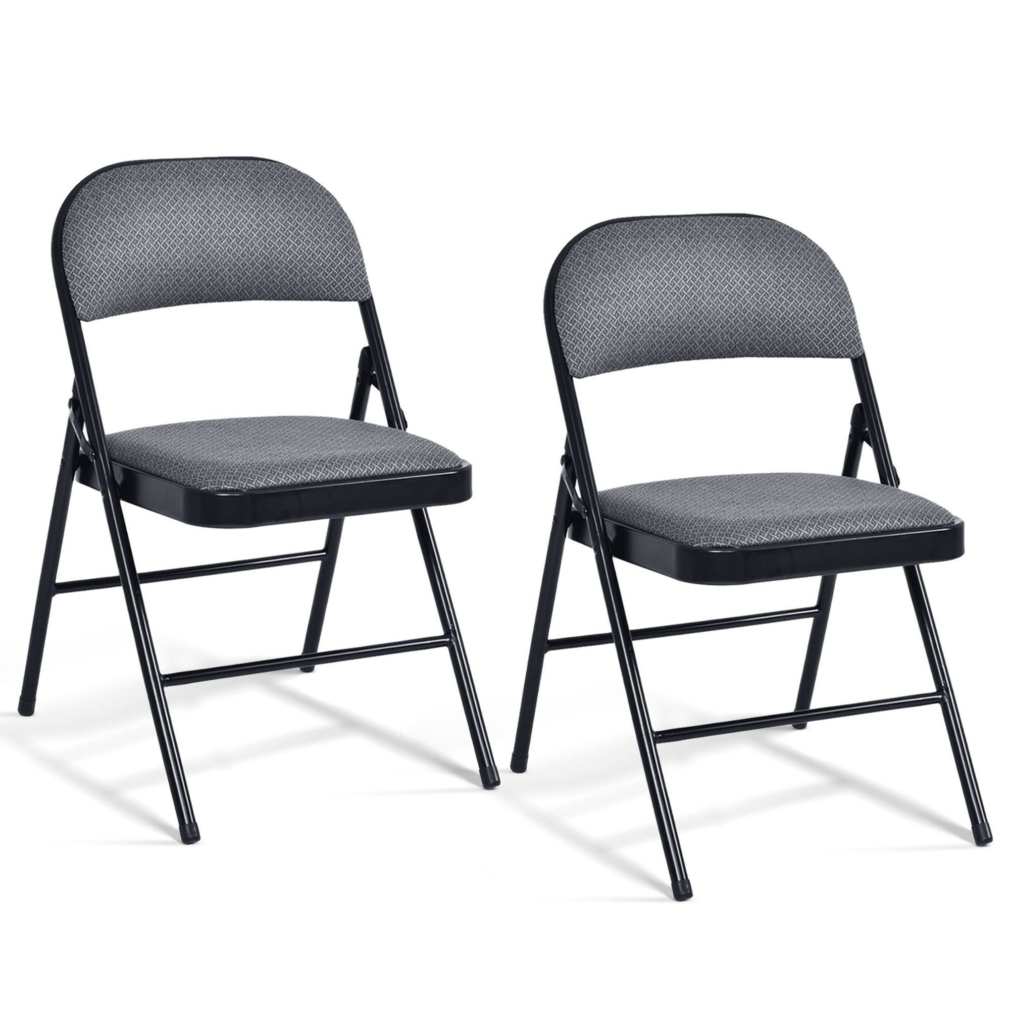 Black Ergonomic Fabric Armless Folding Chairs with Metal Frame