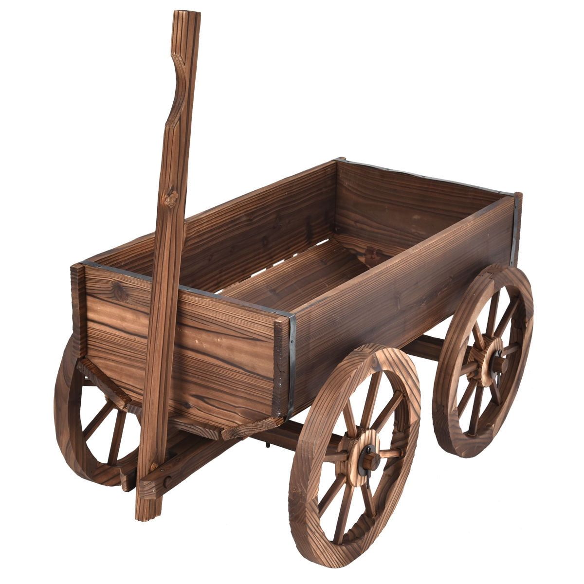 Rustic Fir Wood Wagon Flower Planter with Wheels