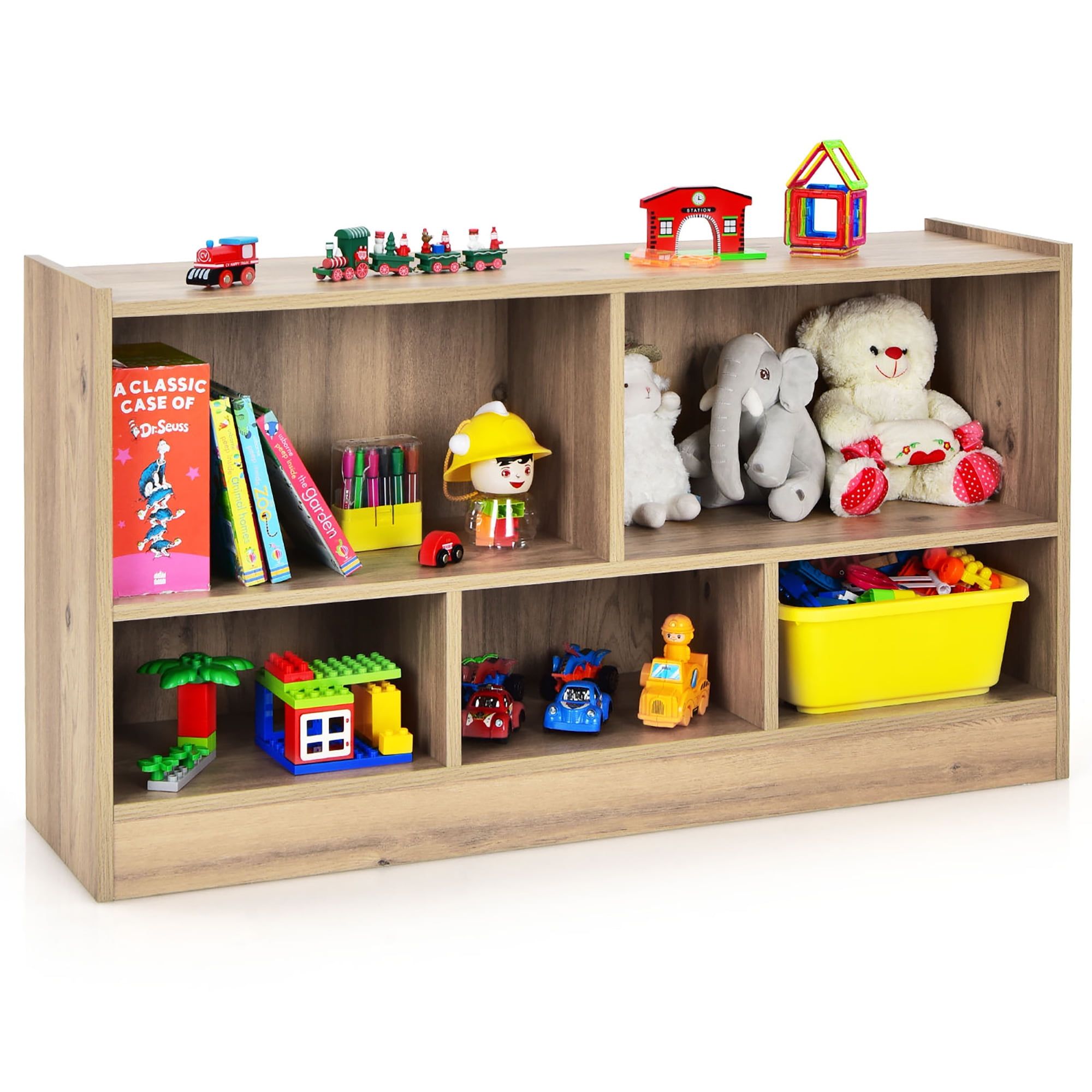 Natural Medium Wood Kids 5-Cube Storage Cabinet