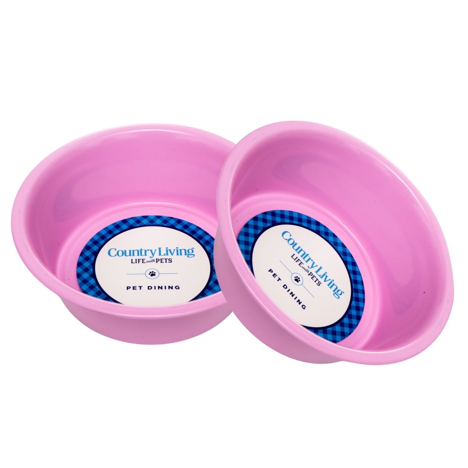 Pink Non-Slip Stainless Steel Dog Bowls, Set of 2, 32 oz