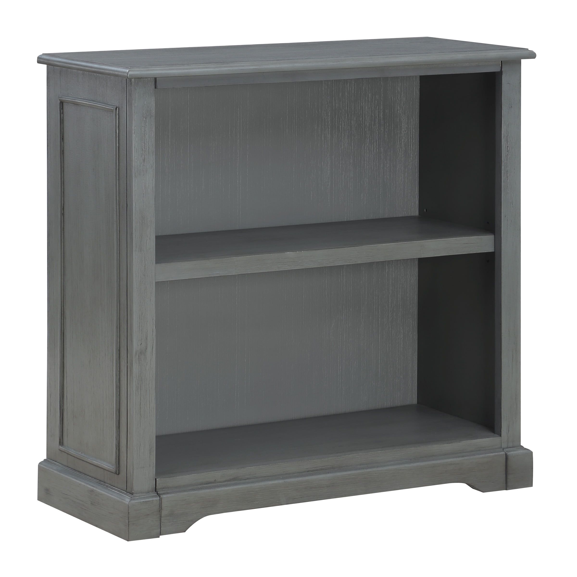 Plantation Grey 2-Shelf Wood Bookcase